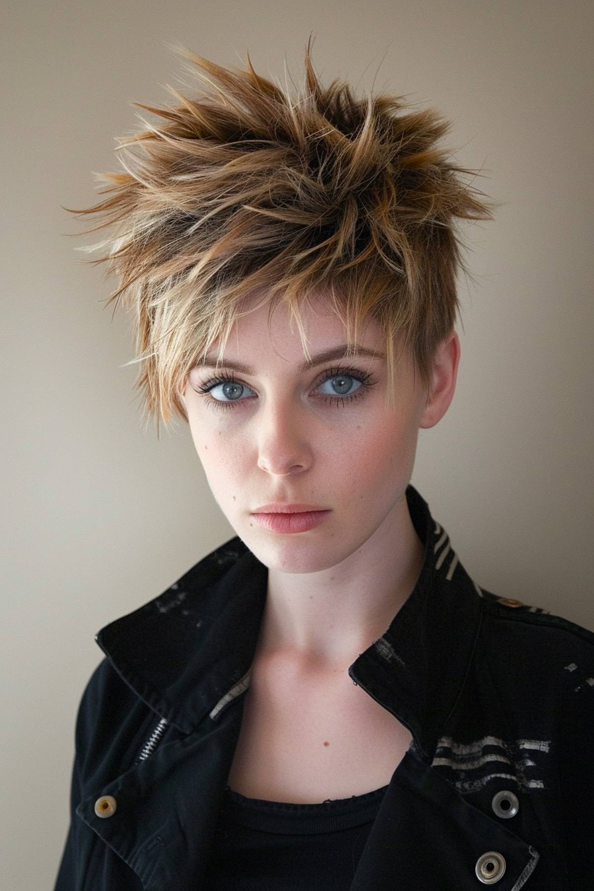 Edgy spiky short haircut with tapered sides