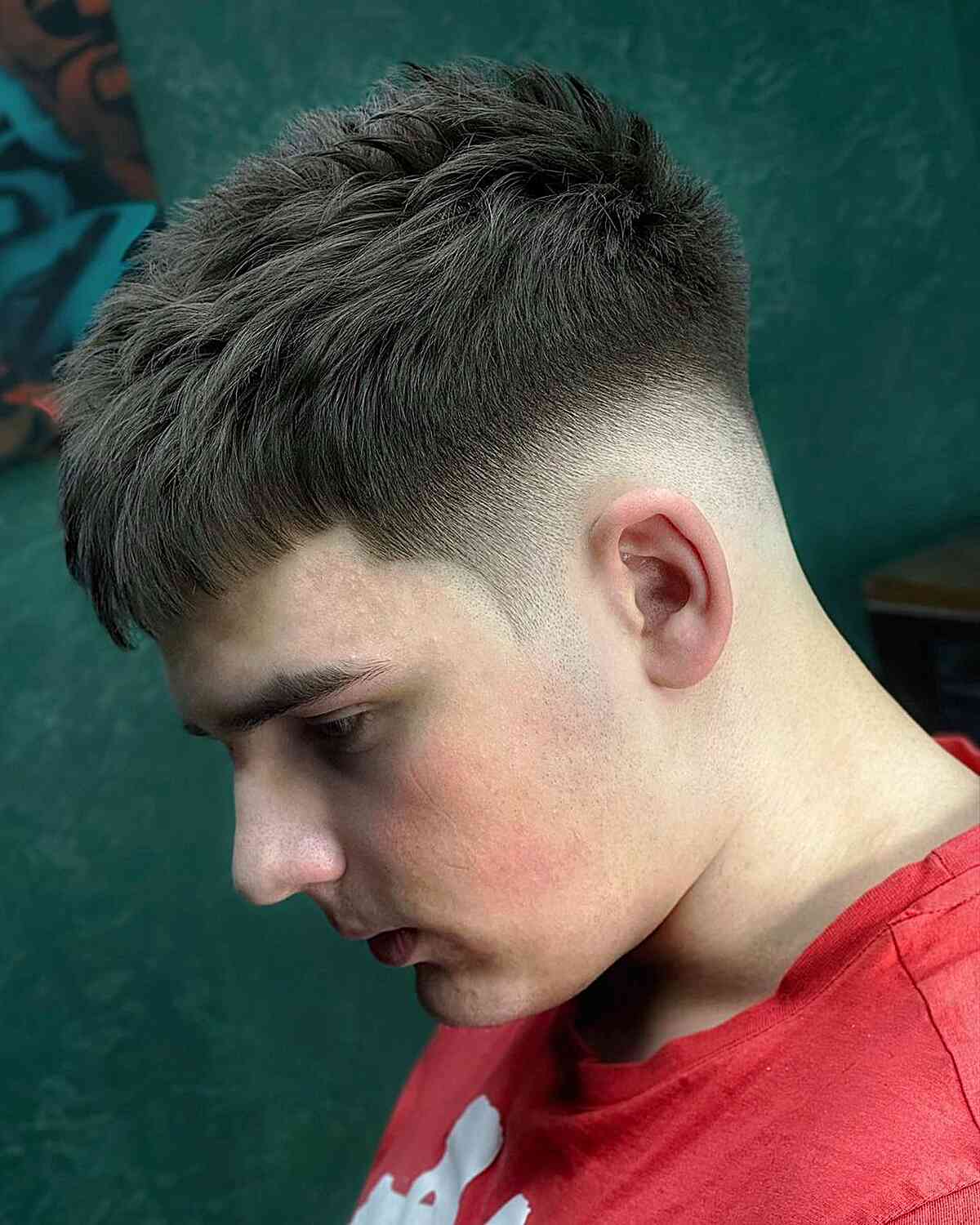 Spiky Edgar Cut with Bald Fade for Young Men