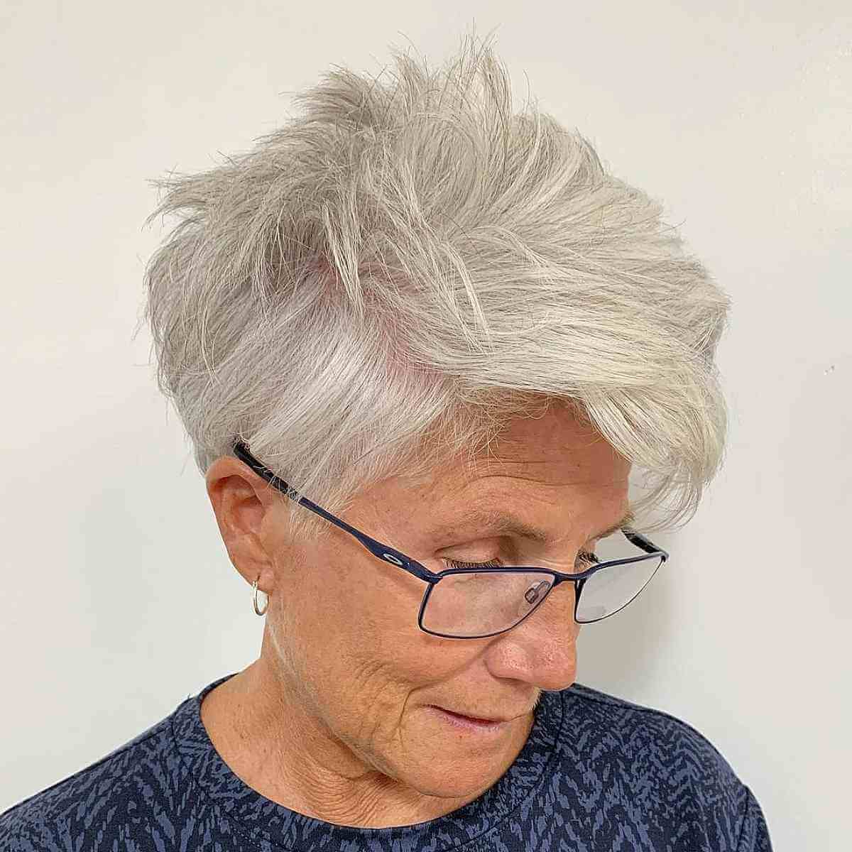 Spiky Long Pixie on Thinning Hair for 70-Year-Old Ladies
