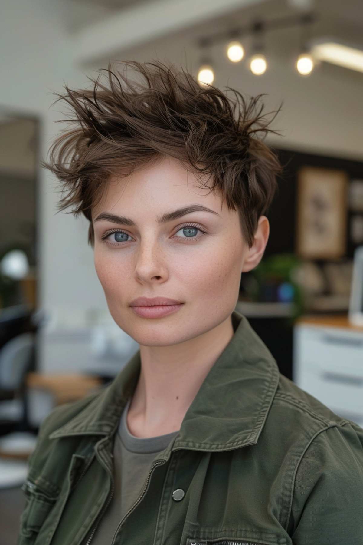 Spiky pixie cut with messy, textured layers for a bold, tousled look