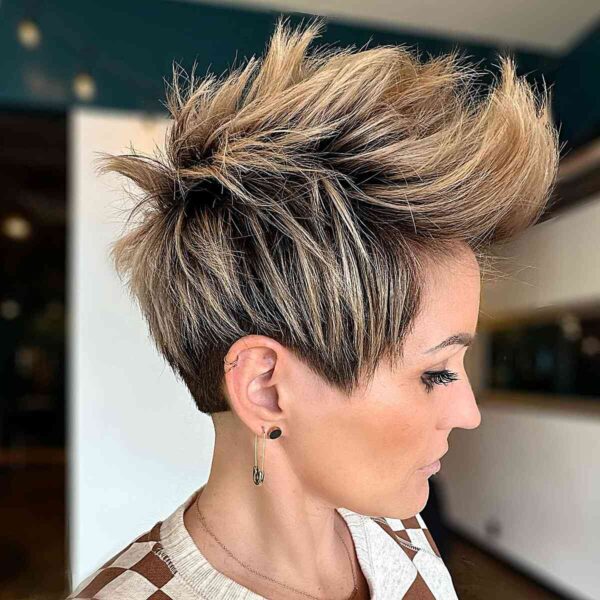 A Spiky Pixie with Balayage for Thick Hair
