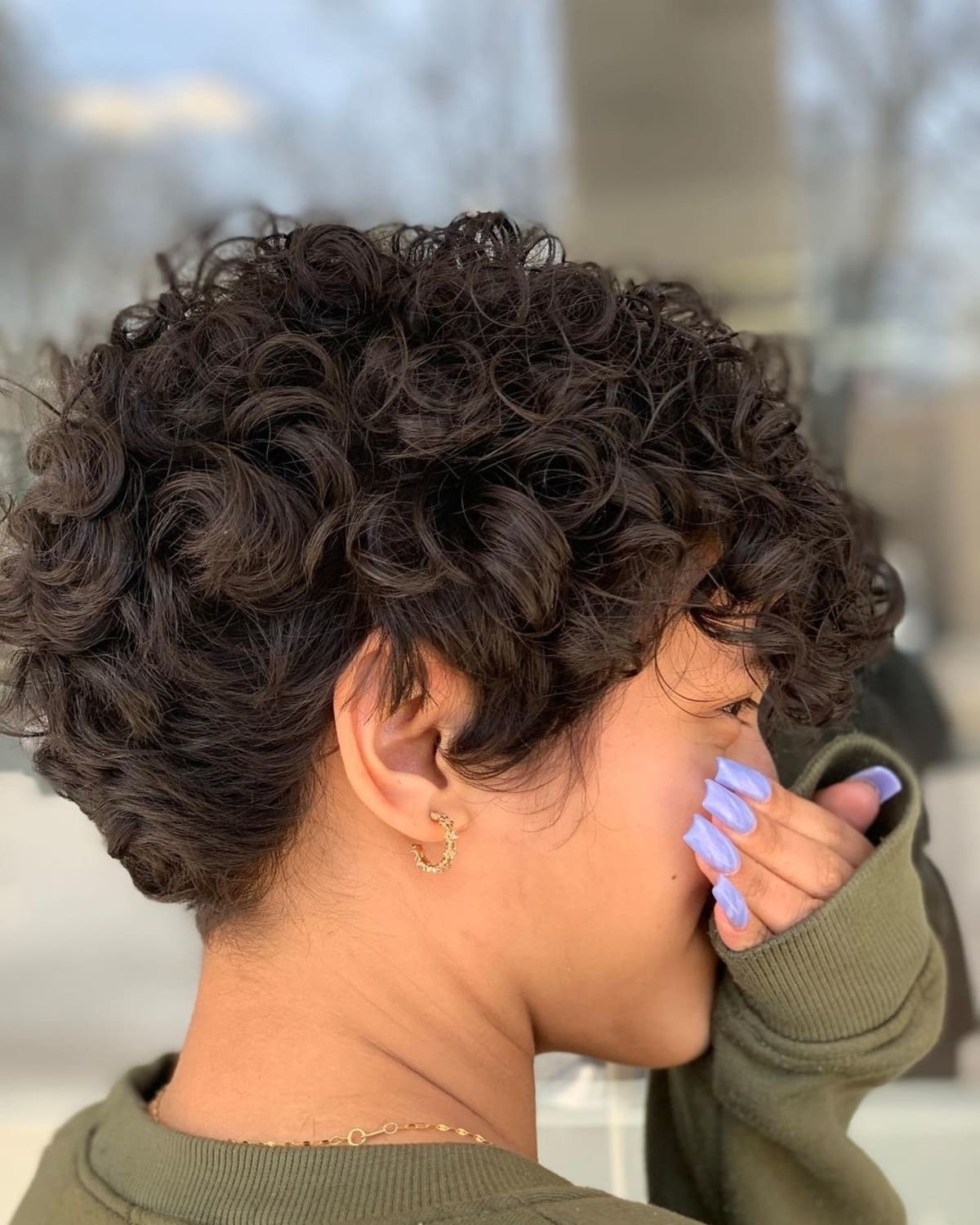 Spiral perm on a layered pixie