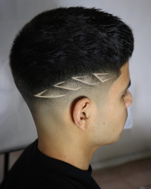 Mid Fade Haircut with Design