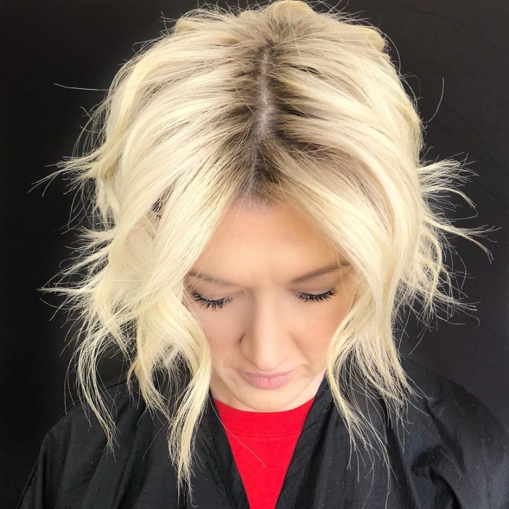 Textured Short Bob with Middle Part