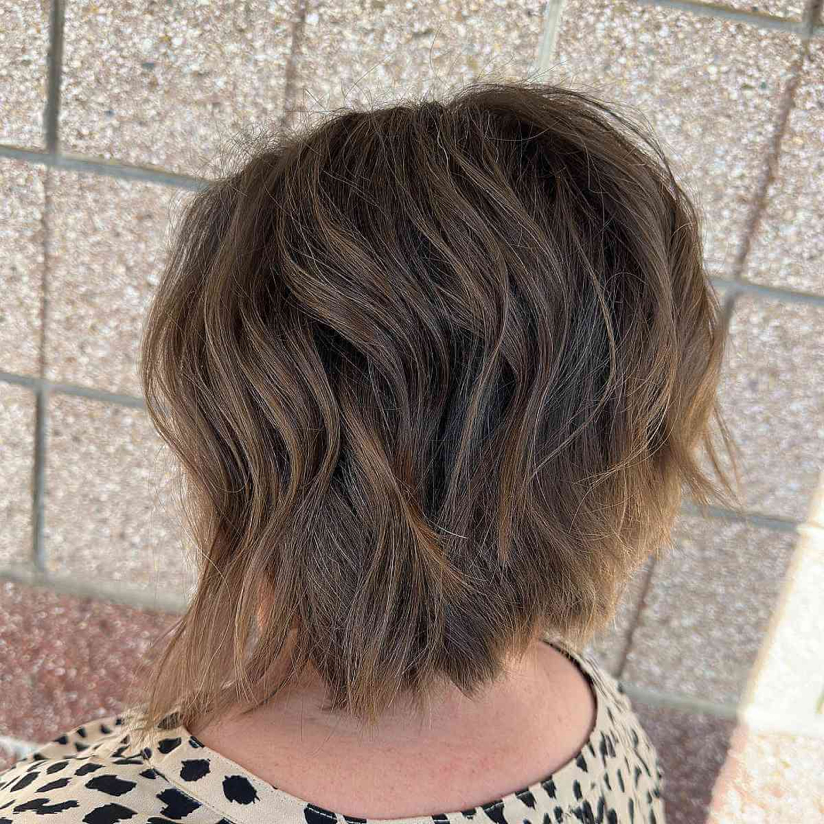 Stacked Angled Bob Cut with Wavy Texture