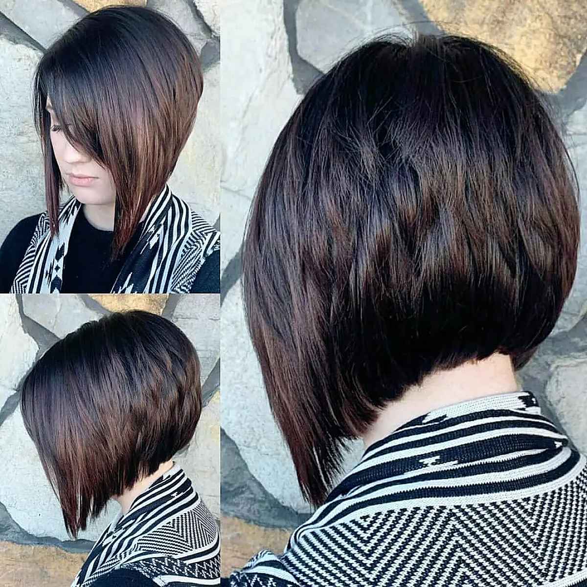 Stacked Angled Bob with Shorter Layers