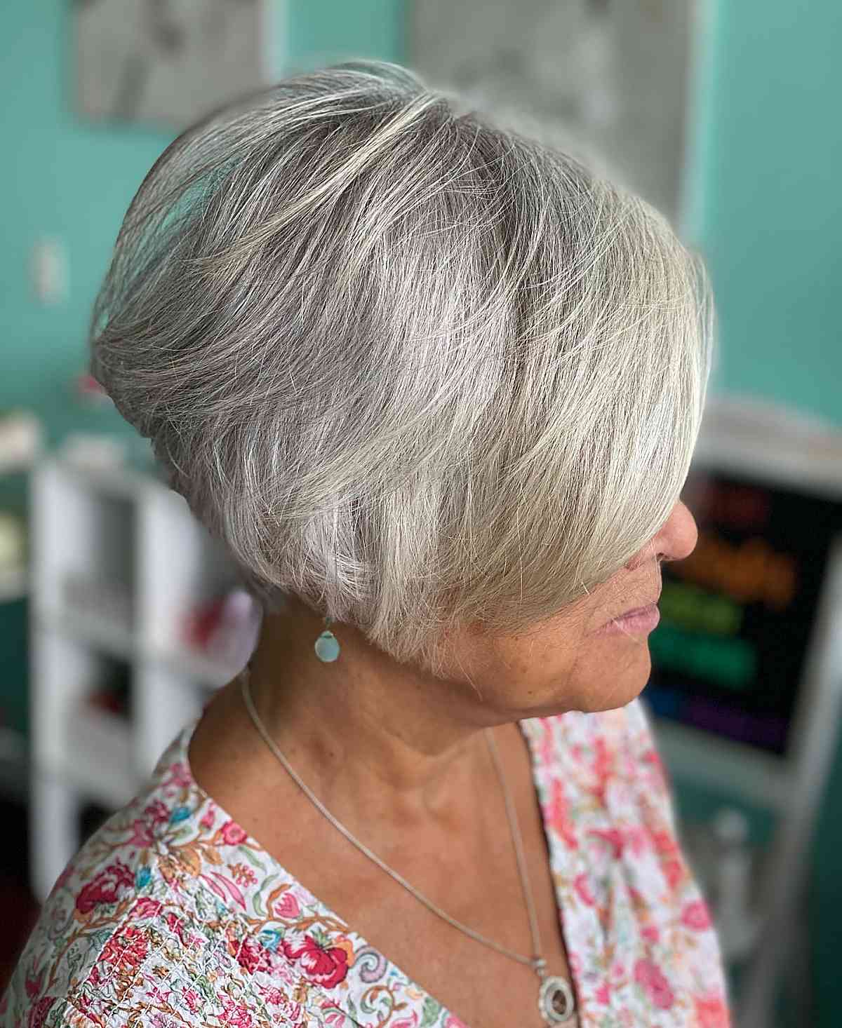 stacked bob for grey hair