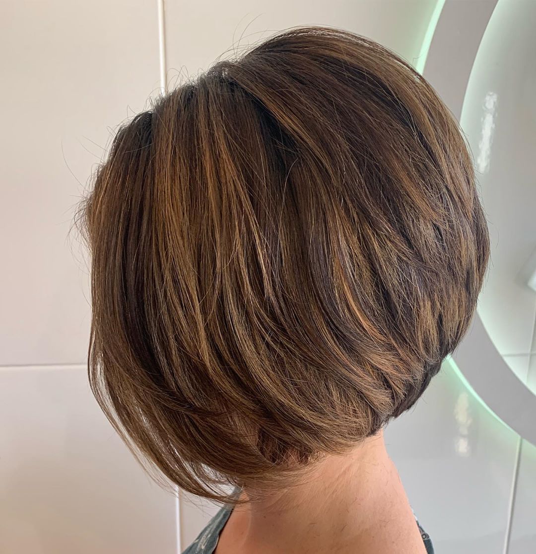 Textured Stacked Bob for Thick Hair