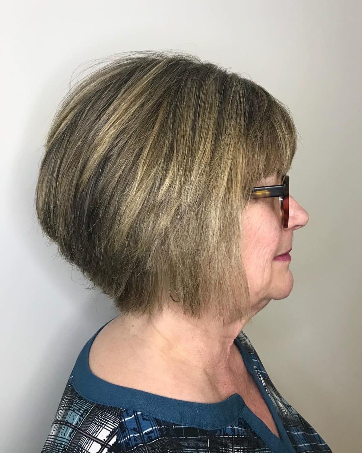 stacked bob haircut for older women