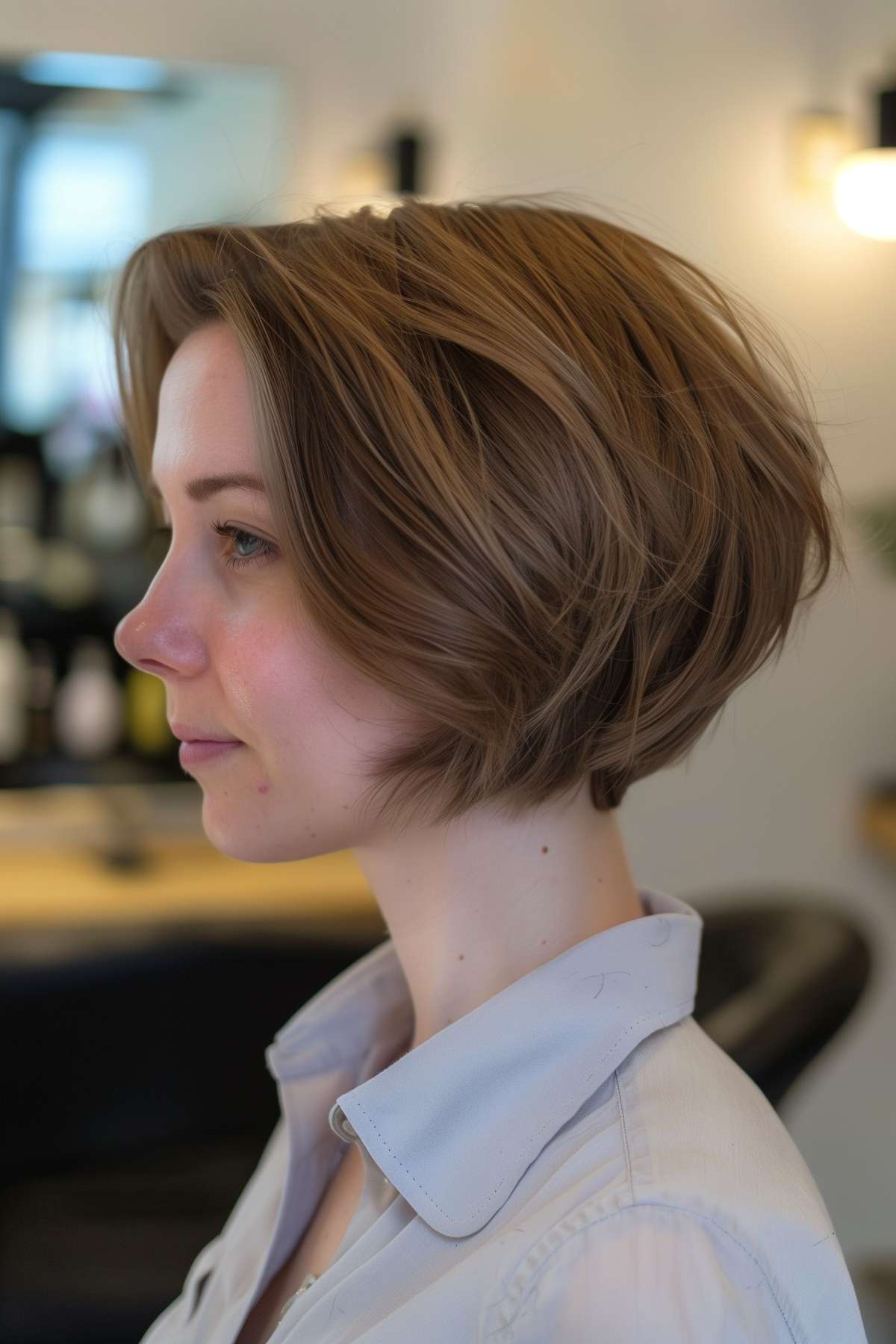 Stacked bob hairstyle for thick hair