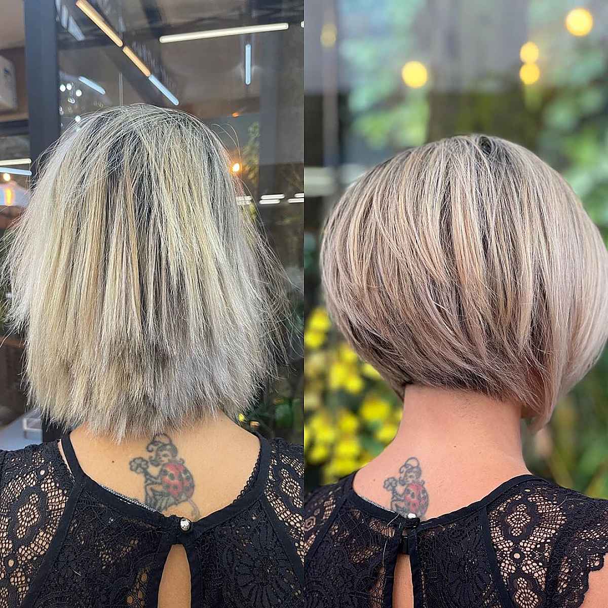 Stacked Bob with Blonde Highlights