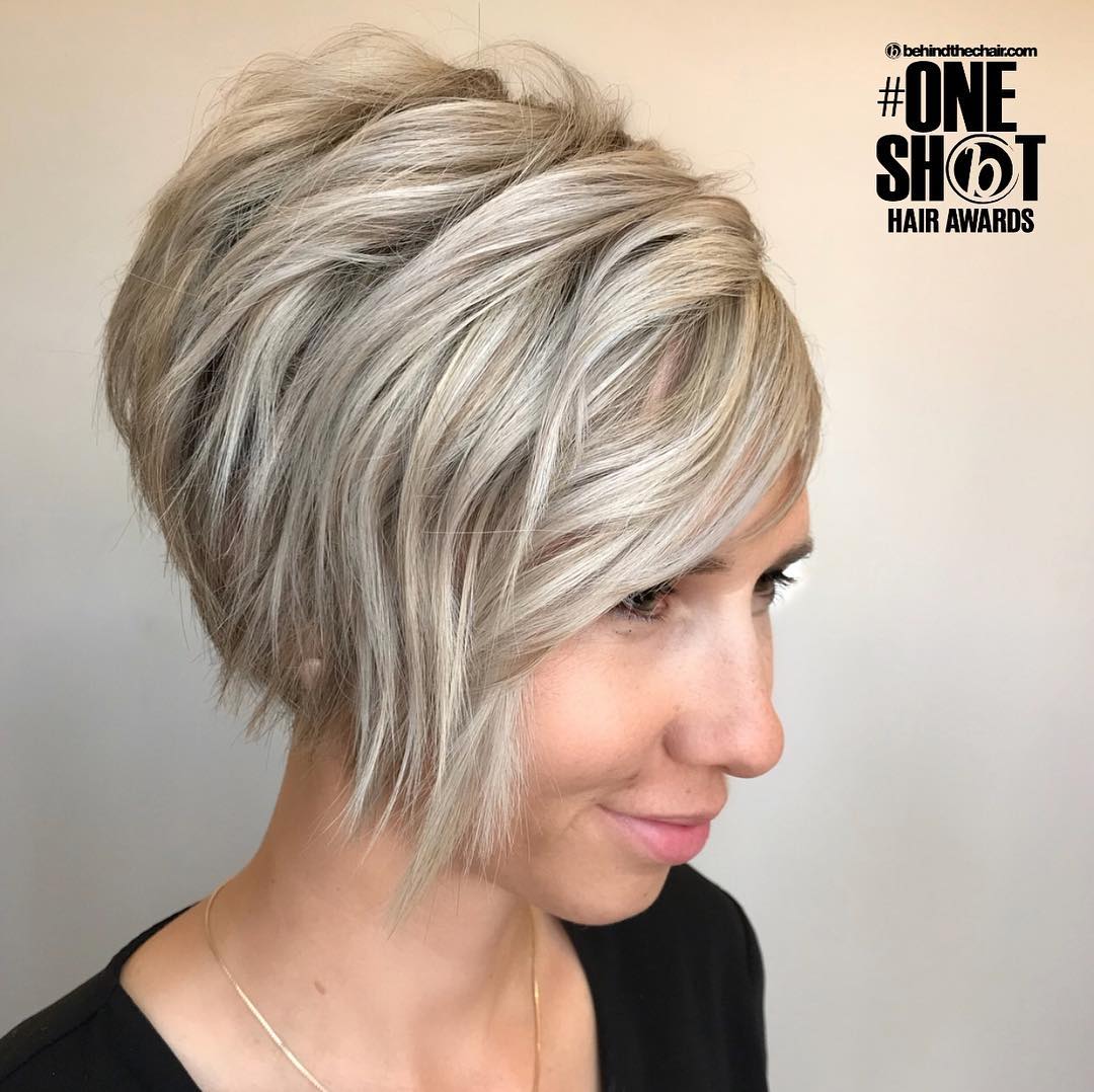 Casual stacked bob with side fringe