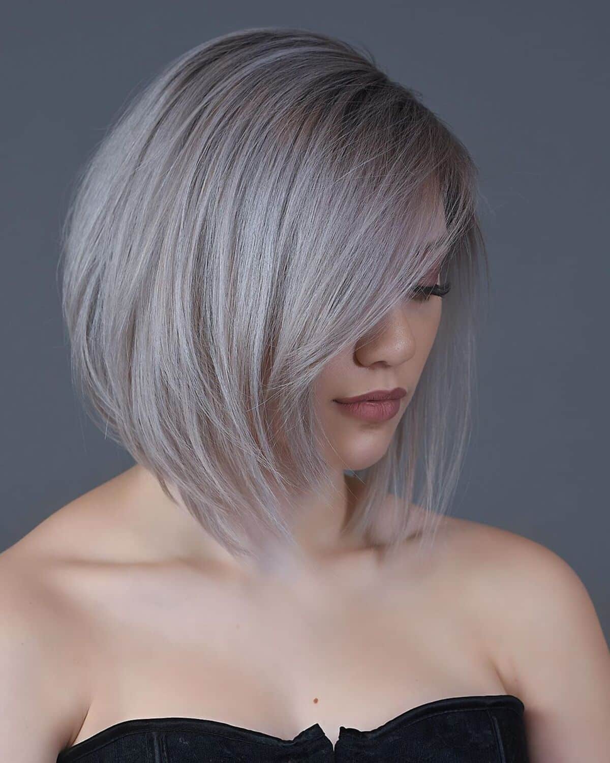 Stacked Bob with Side Swept Bangs