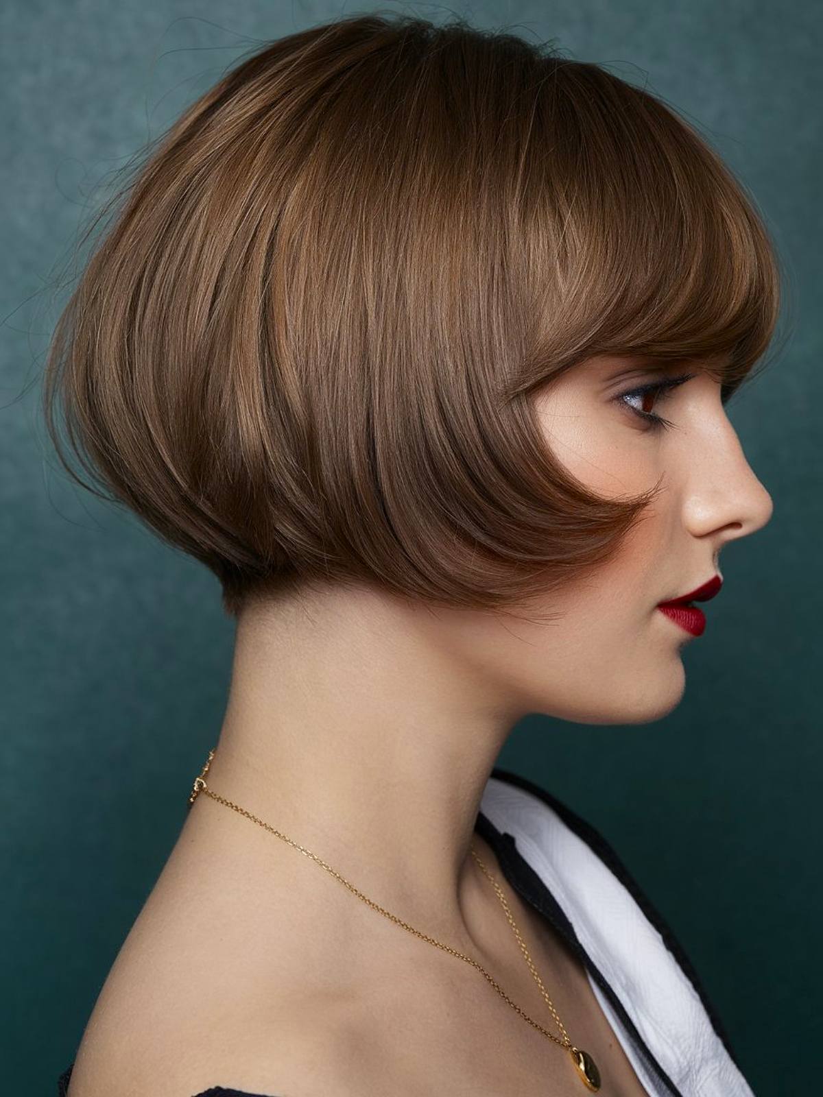 Stacked French bob haircut with layers