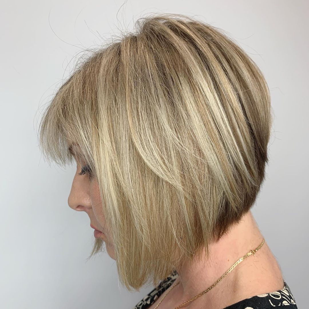 Stacked Haircut with Bangs