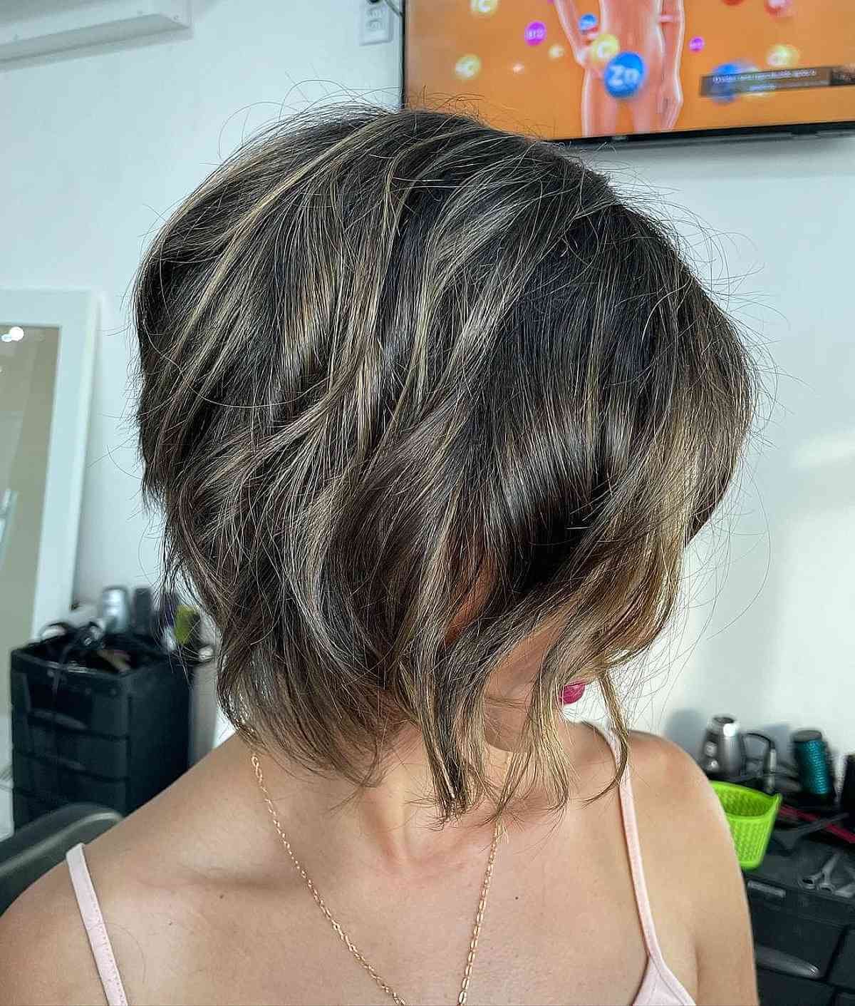 Stacked Haircut with Soft Waves for Finer Hair