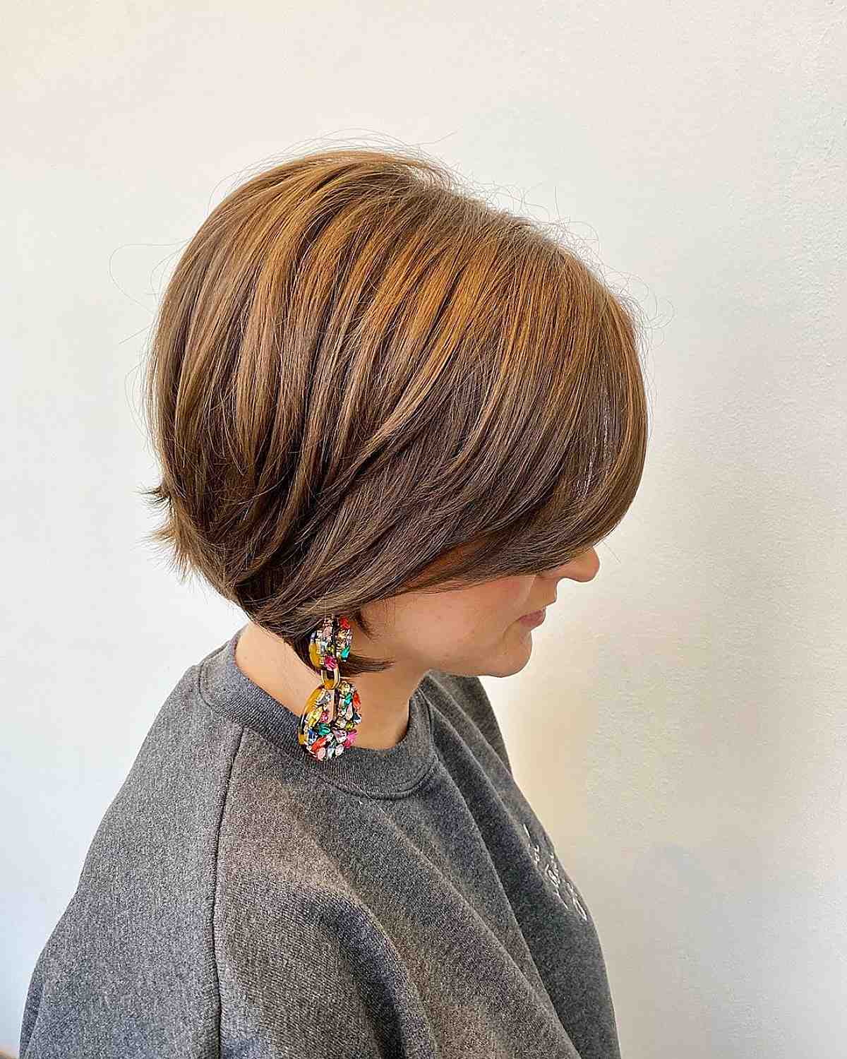 stacked inverted bob with bangs hairstyle