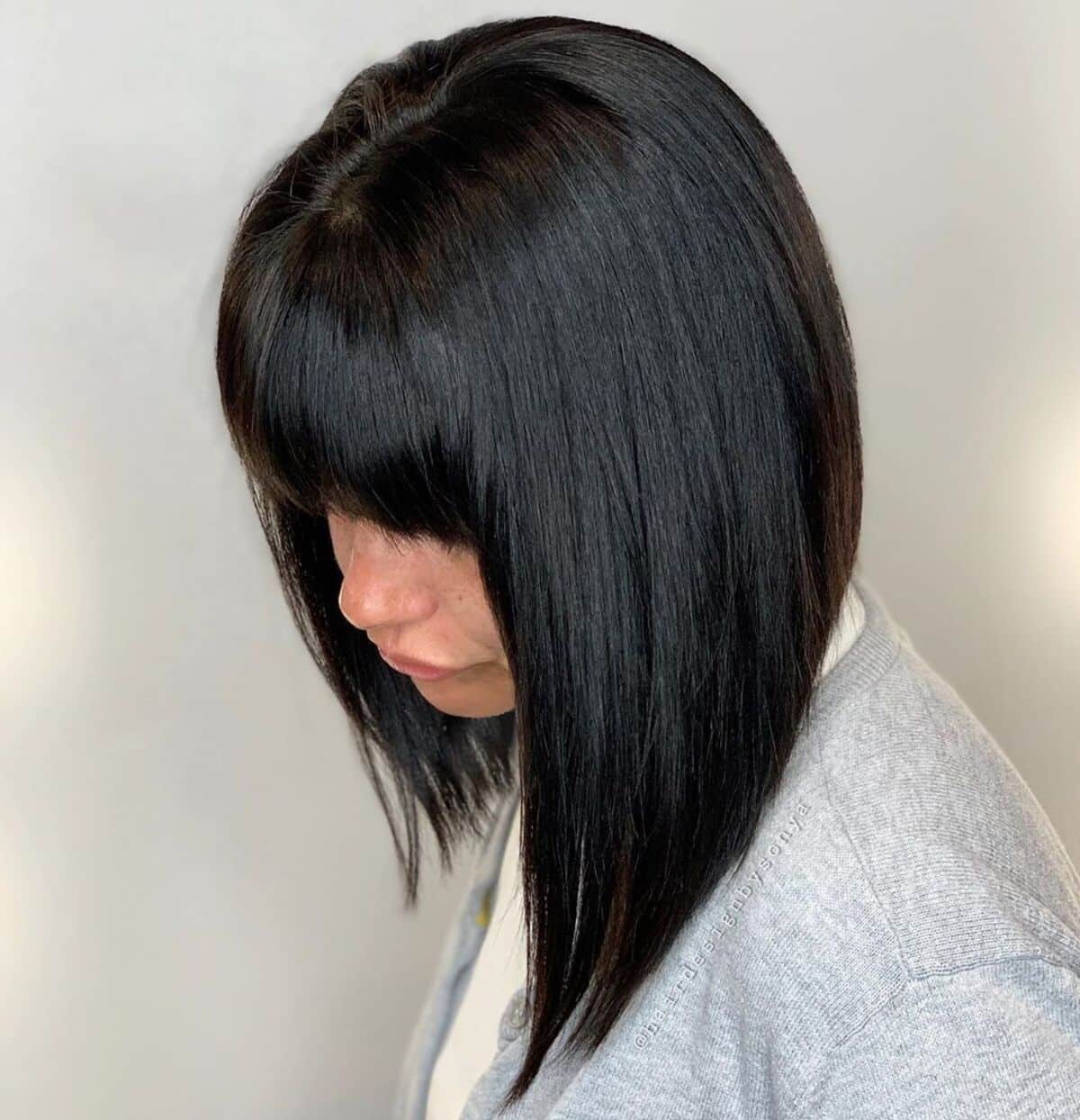 Stacked Lob with Bangs