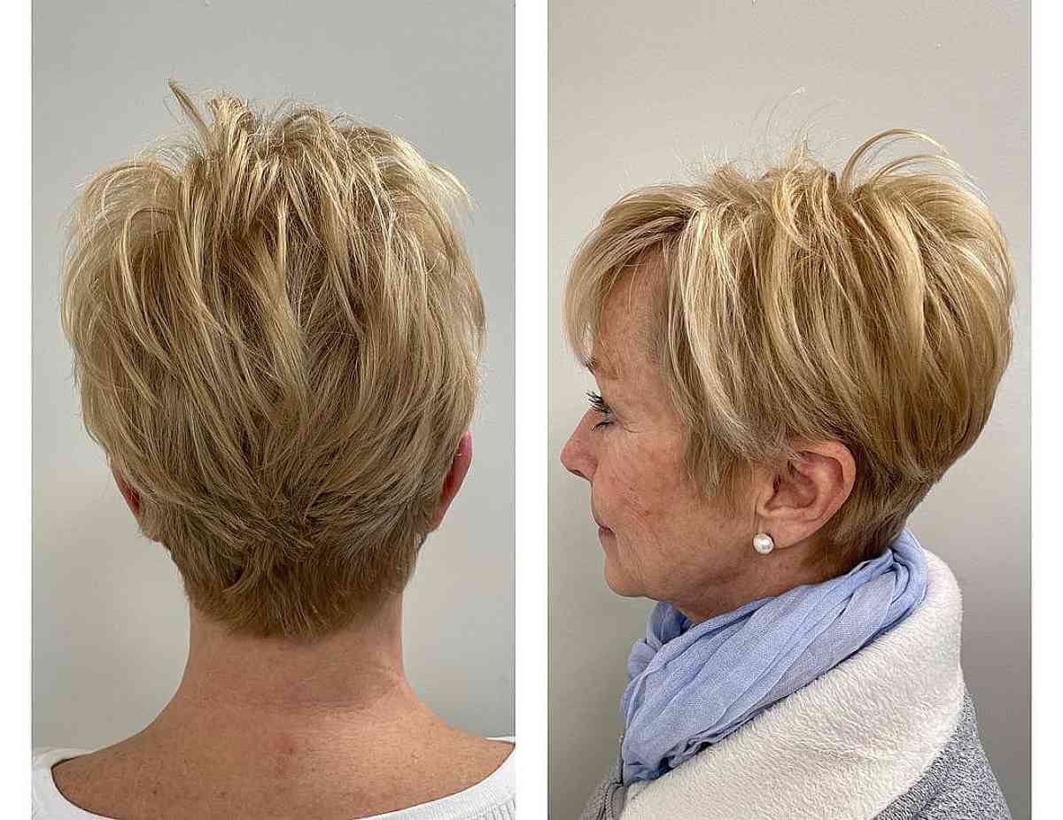 Stacked Pixie with Feathered Layers for a Lady in Her Sixties