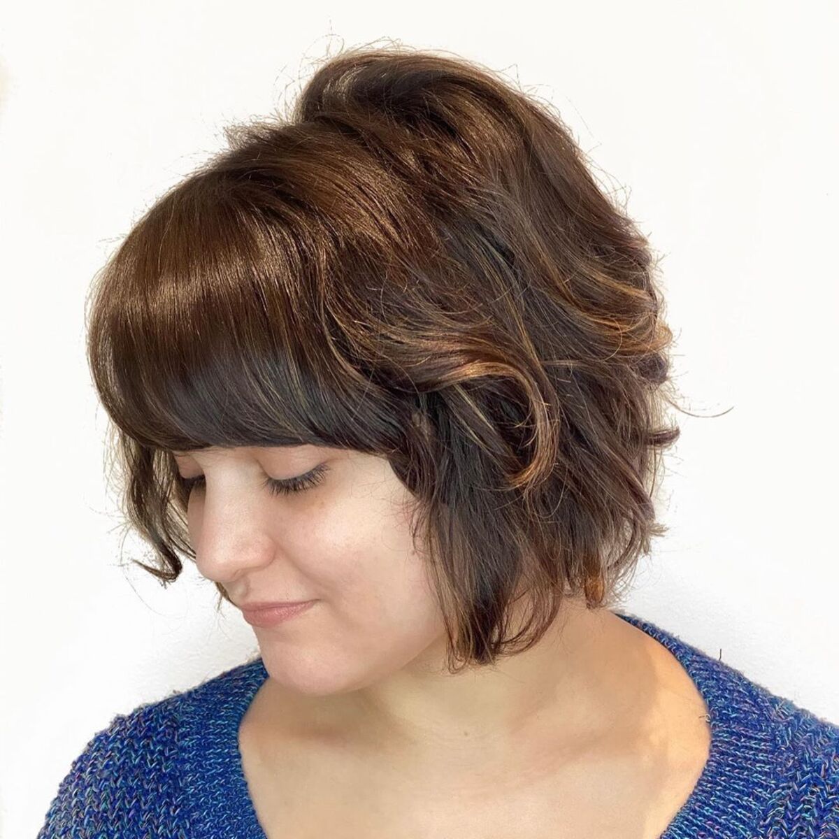 Stacked Shaggy Bob with Bangs