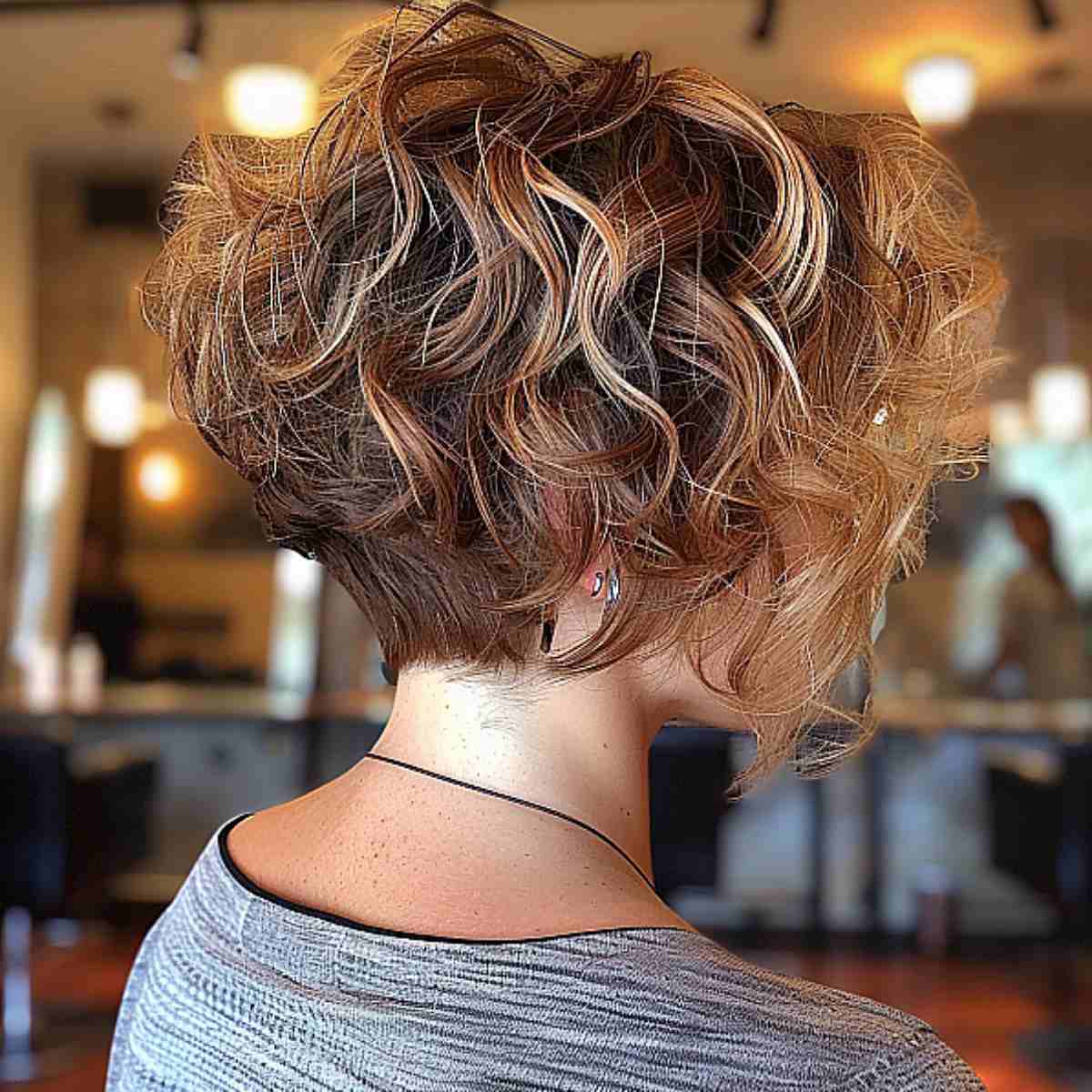 Stacked Short Curly Bob Hairstyle