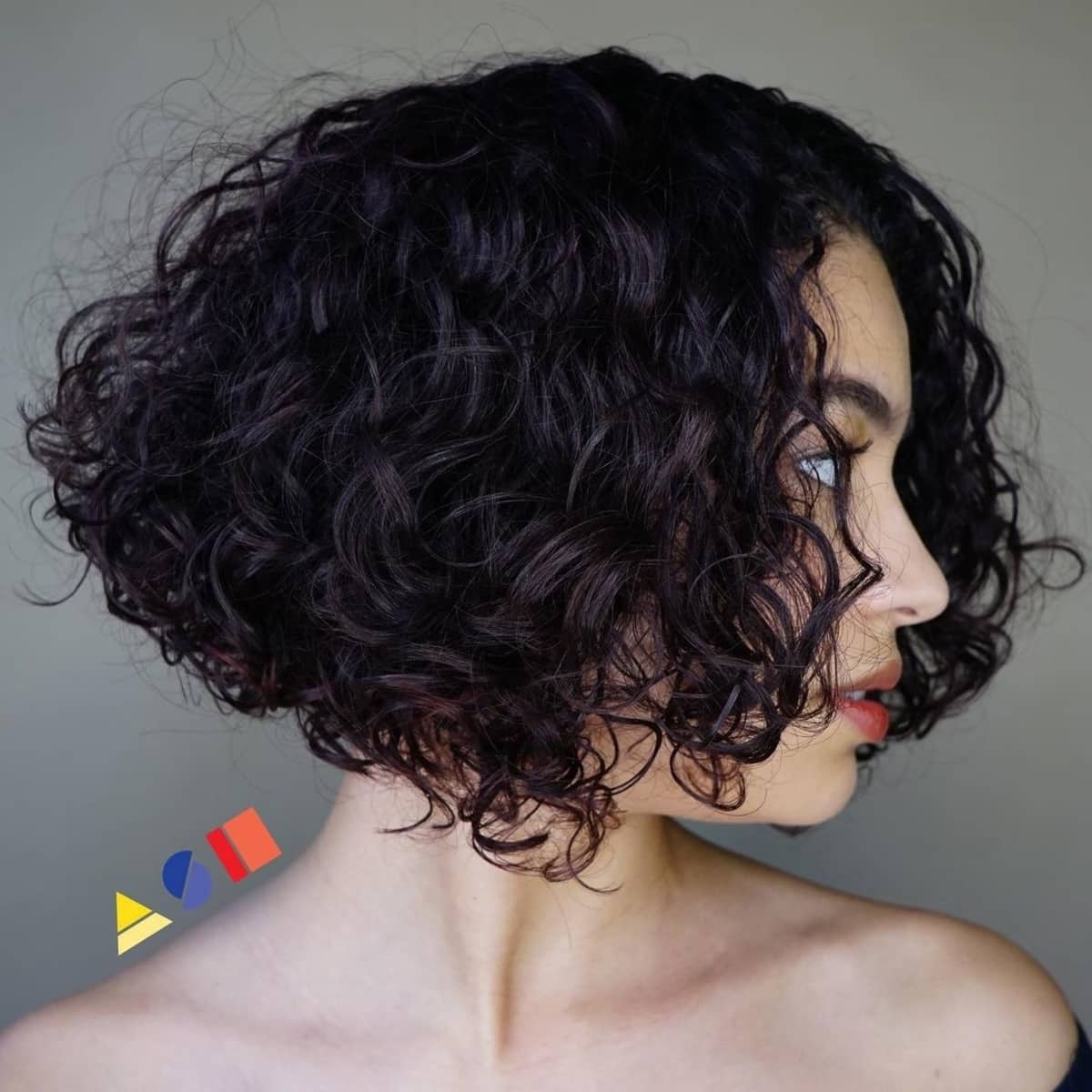 Stacked spiral perm on shorter hair