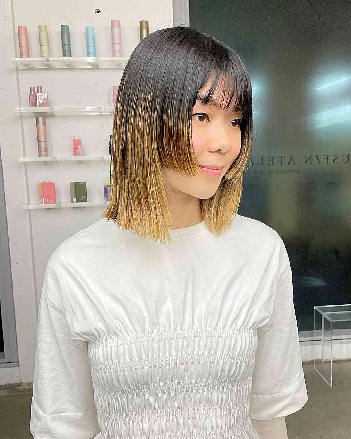 Step Cut for Neck-Length Bob with Bangs Alternative Style