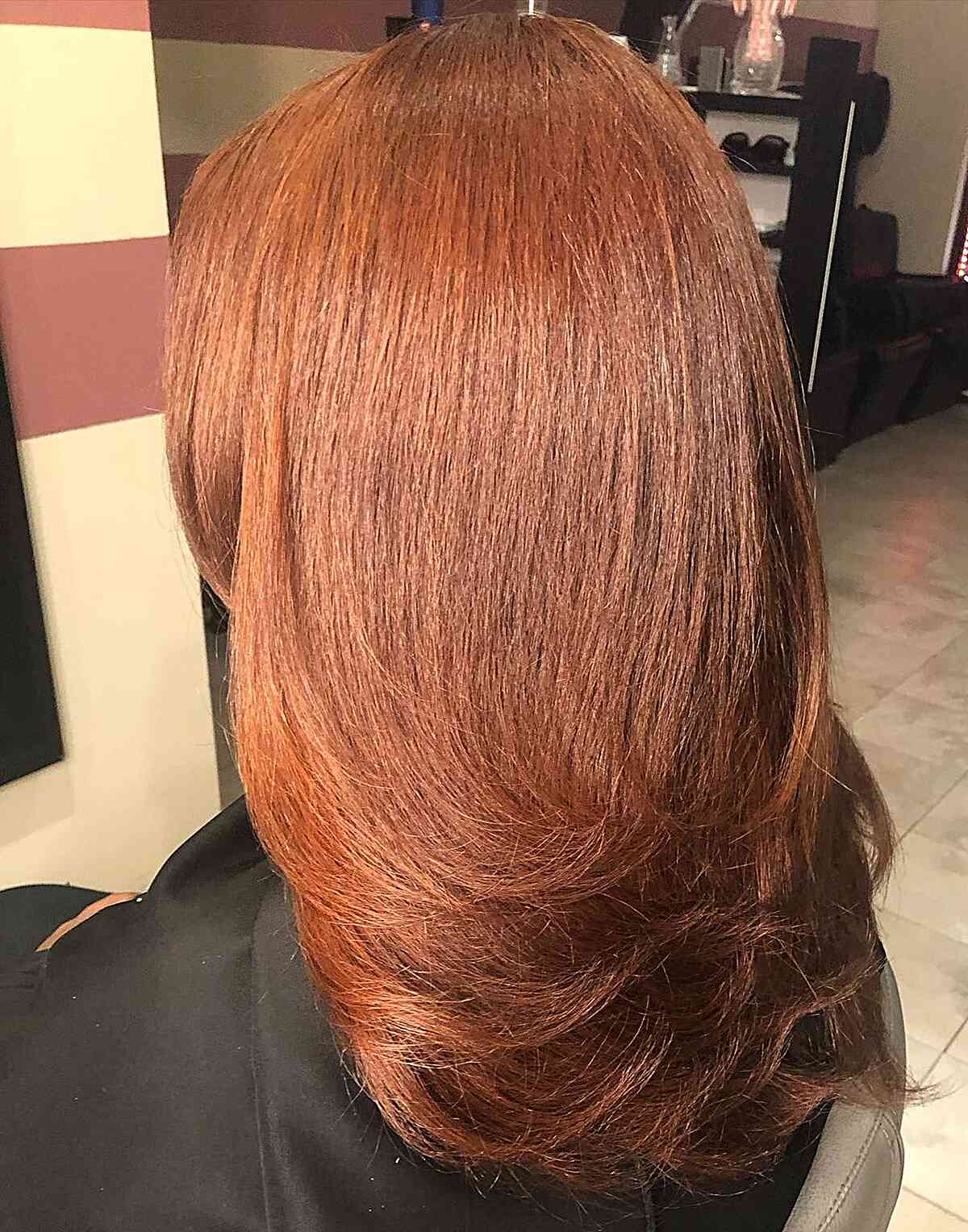 Straight and Layered Auburn Reddish Brown Hair