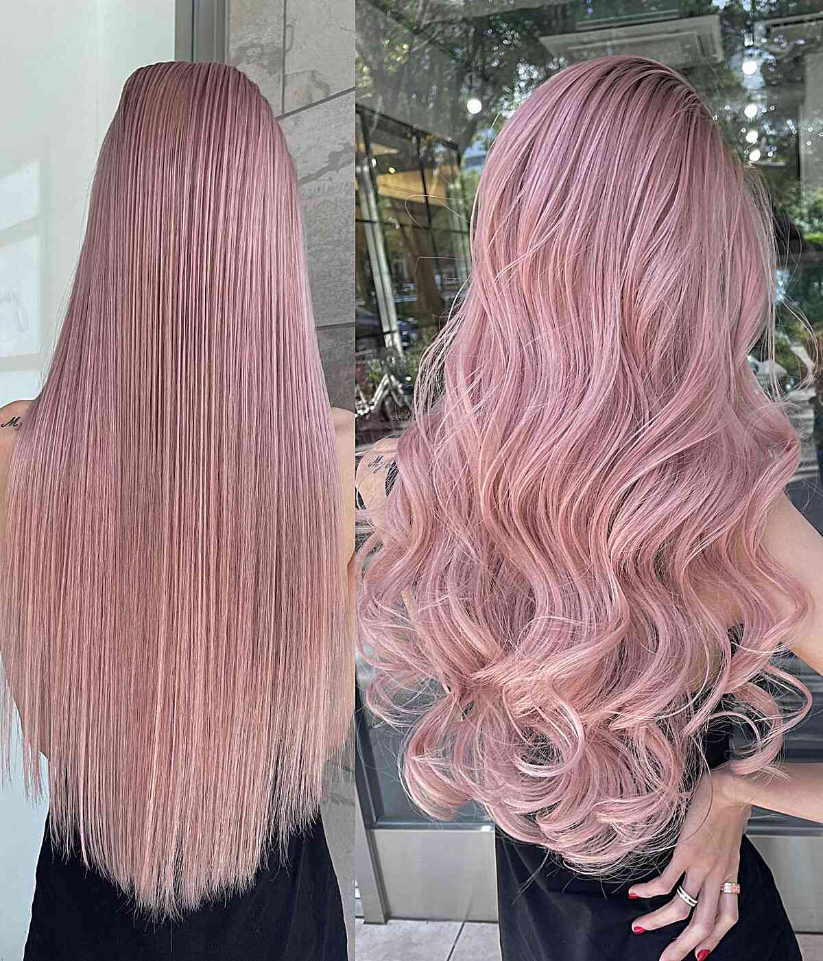 Straight and Wavy Pink Tones for long hair