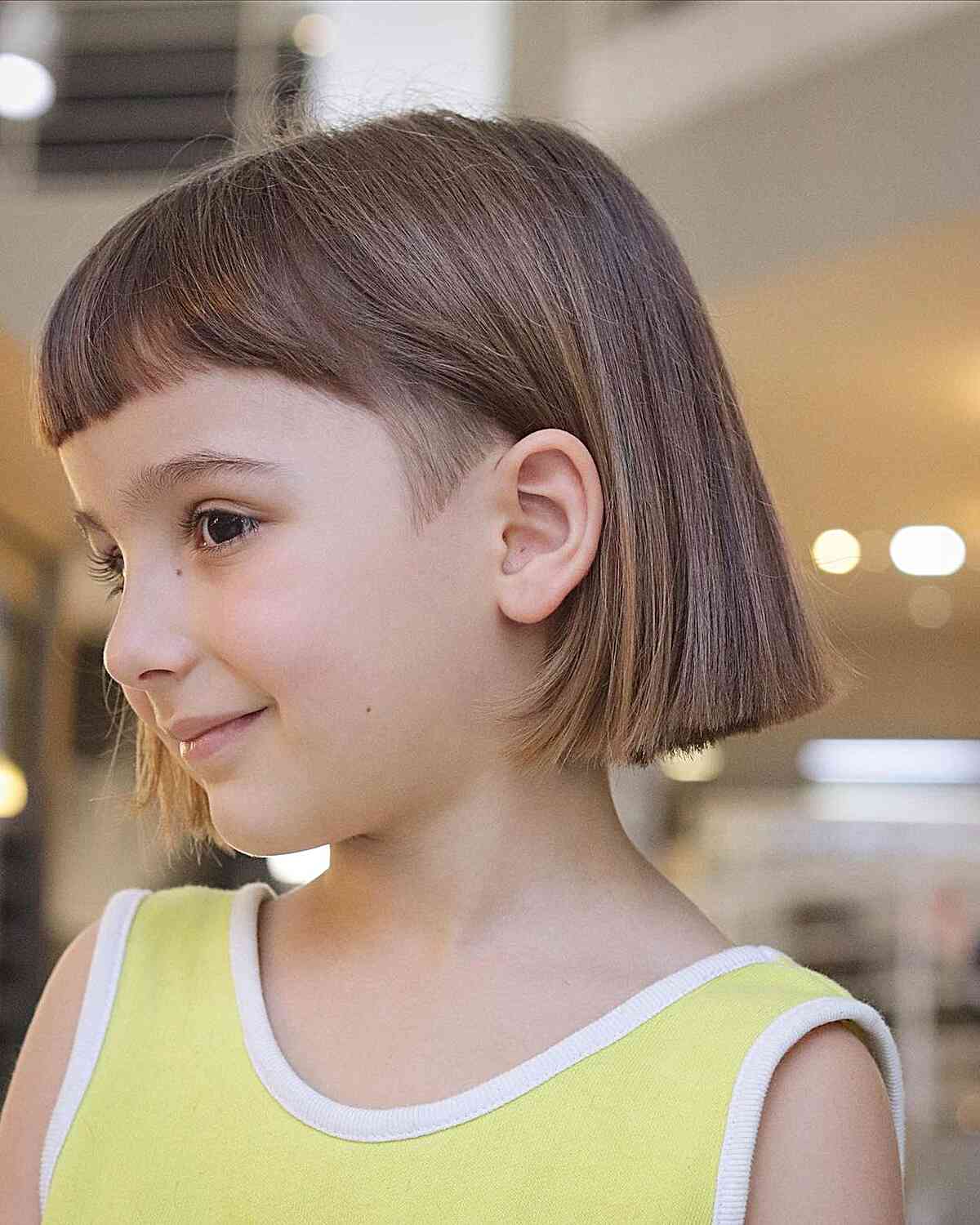 Straight Blunt bob with Short Bangs for Little Girls with fine tresses