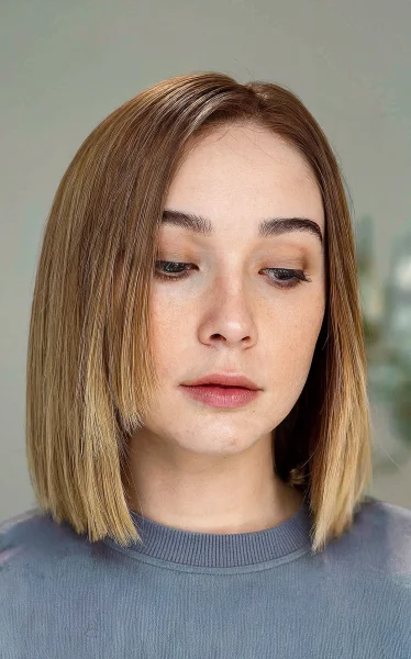 A Straight Blunt Cut Bob with Blonde Ends