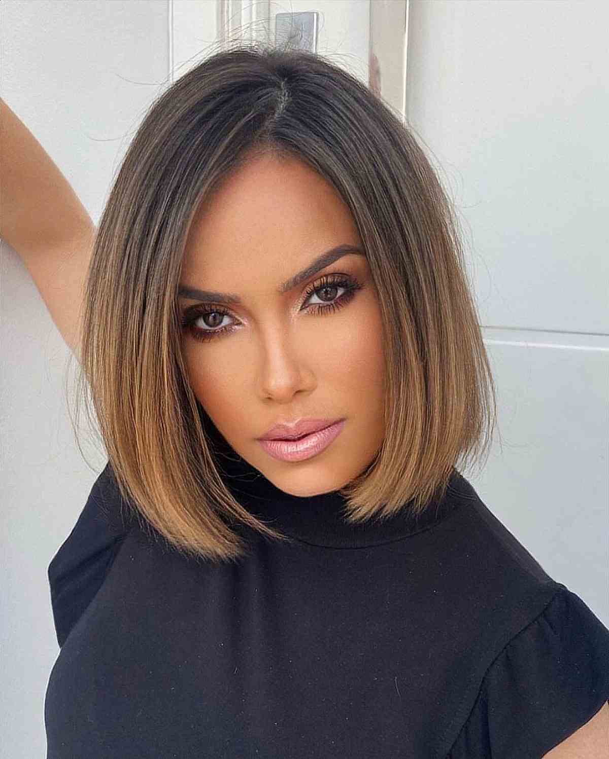 Straight Bob with a Side Part and Ombre