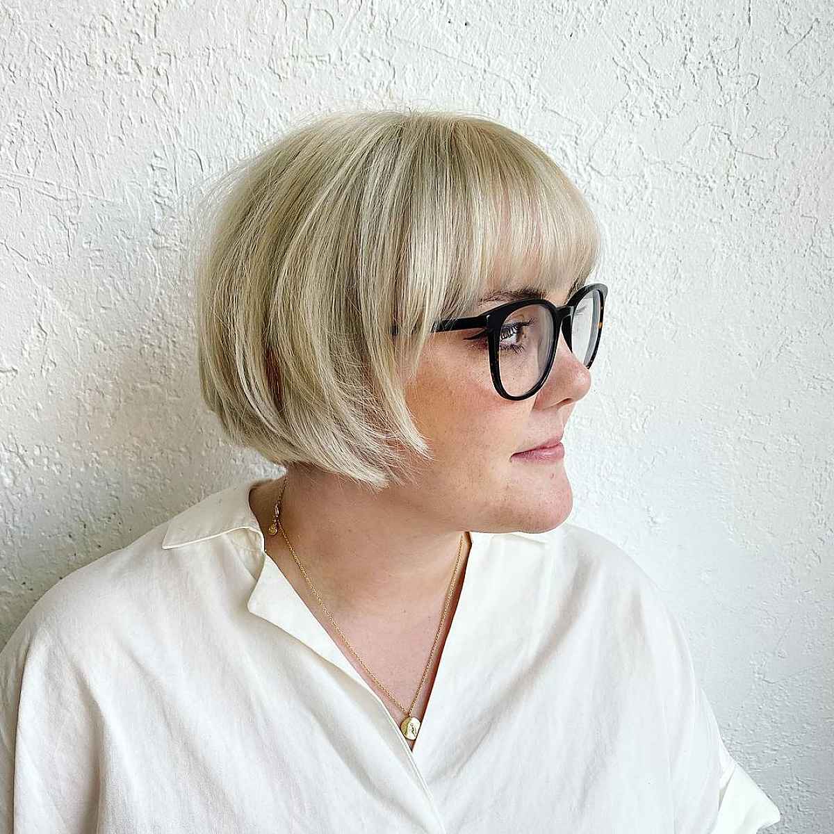 Straight Bob with Bangs and Glasses