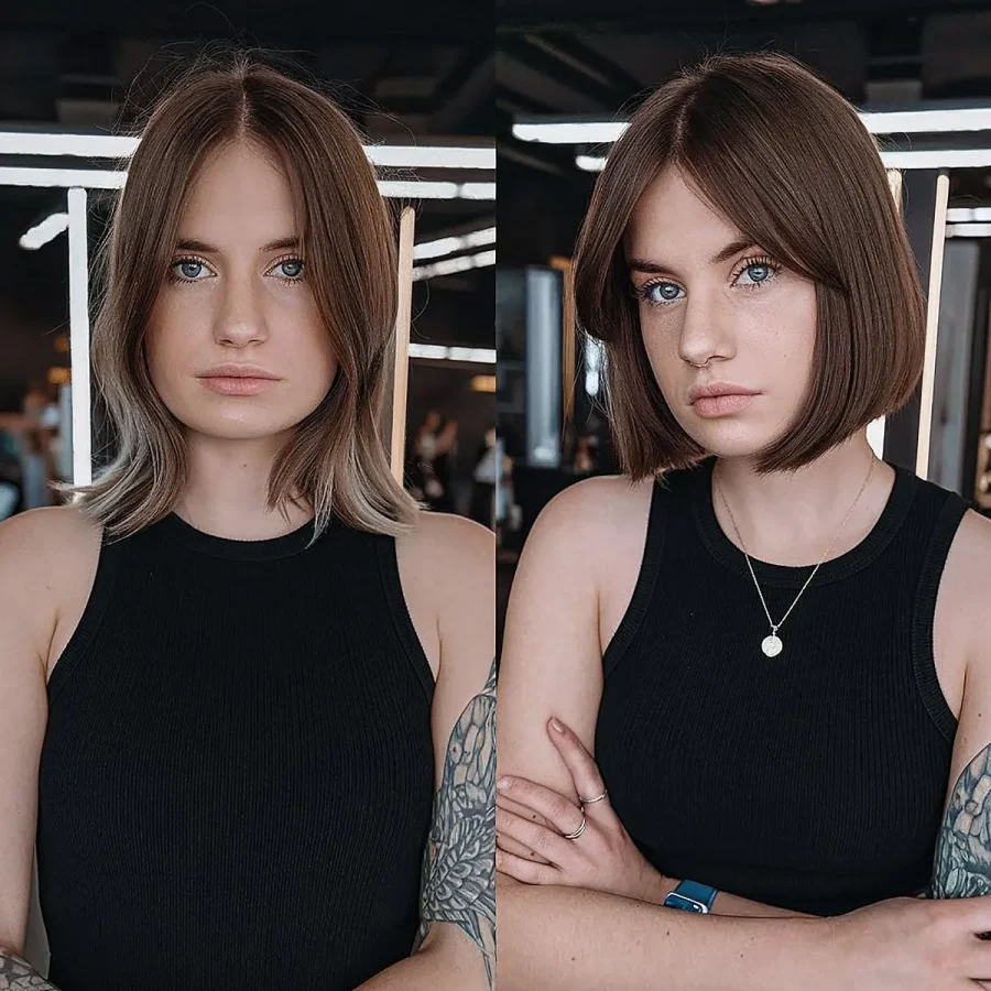Vibrant Straight Bob Haircut Moment in 4K Vibrant Straight Bob Haircut Moment in 4K