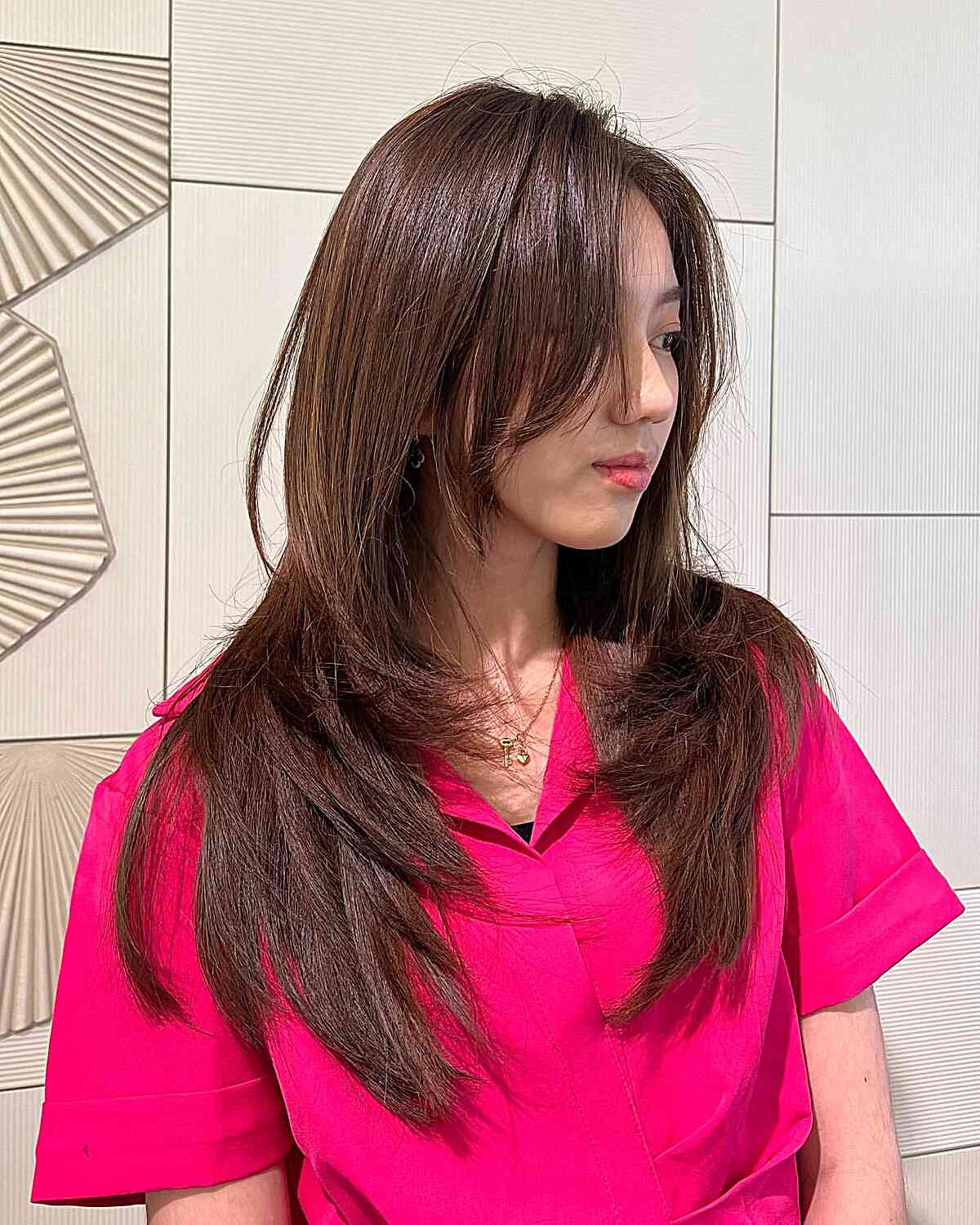 Straight Butterfly Layered Hush Cut on Long-Length Hair