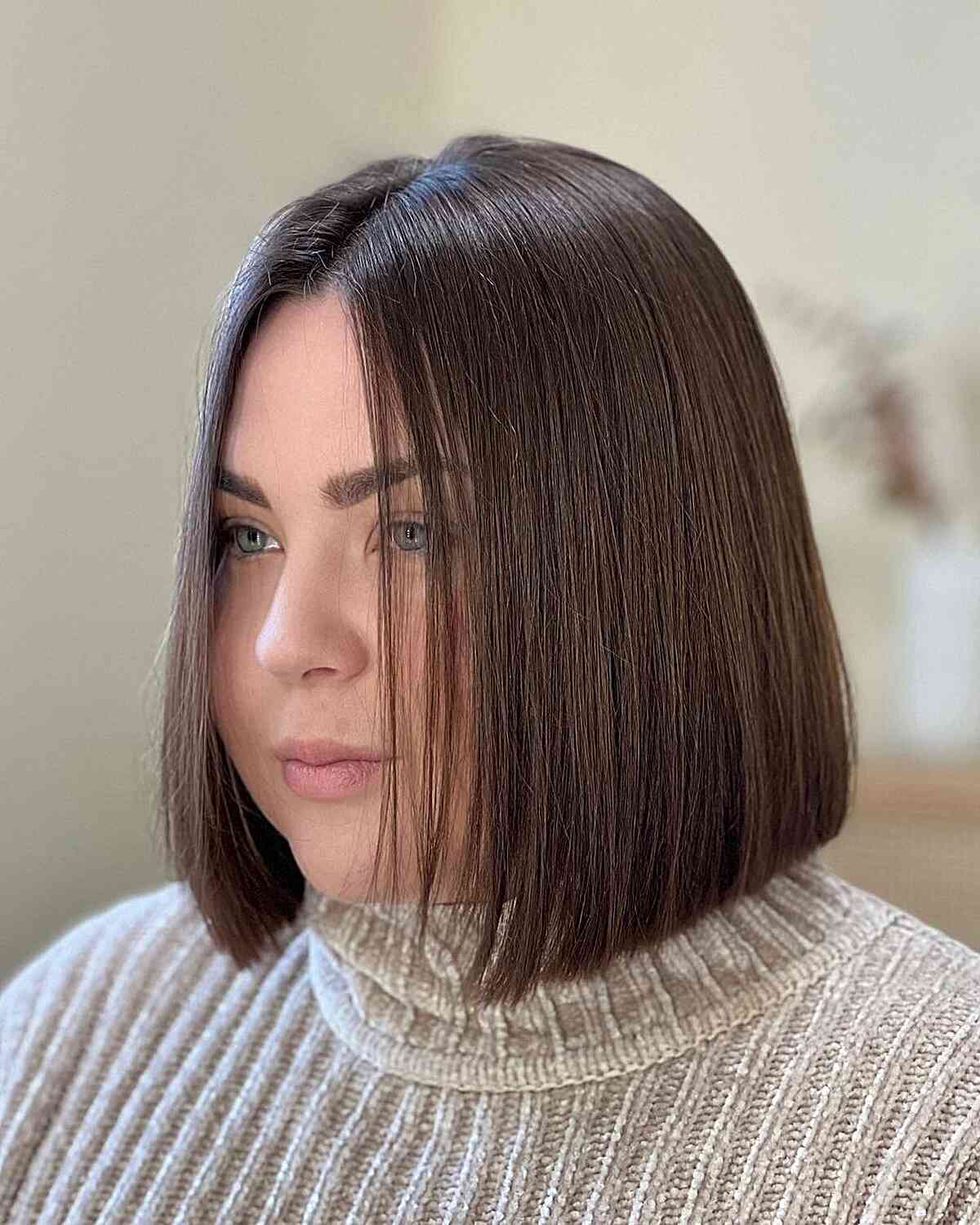 Middle-Parted Straight Chin Bob with Blunt Ends