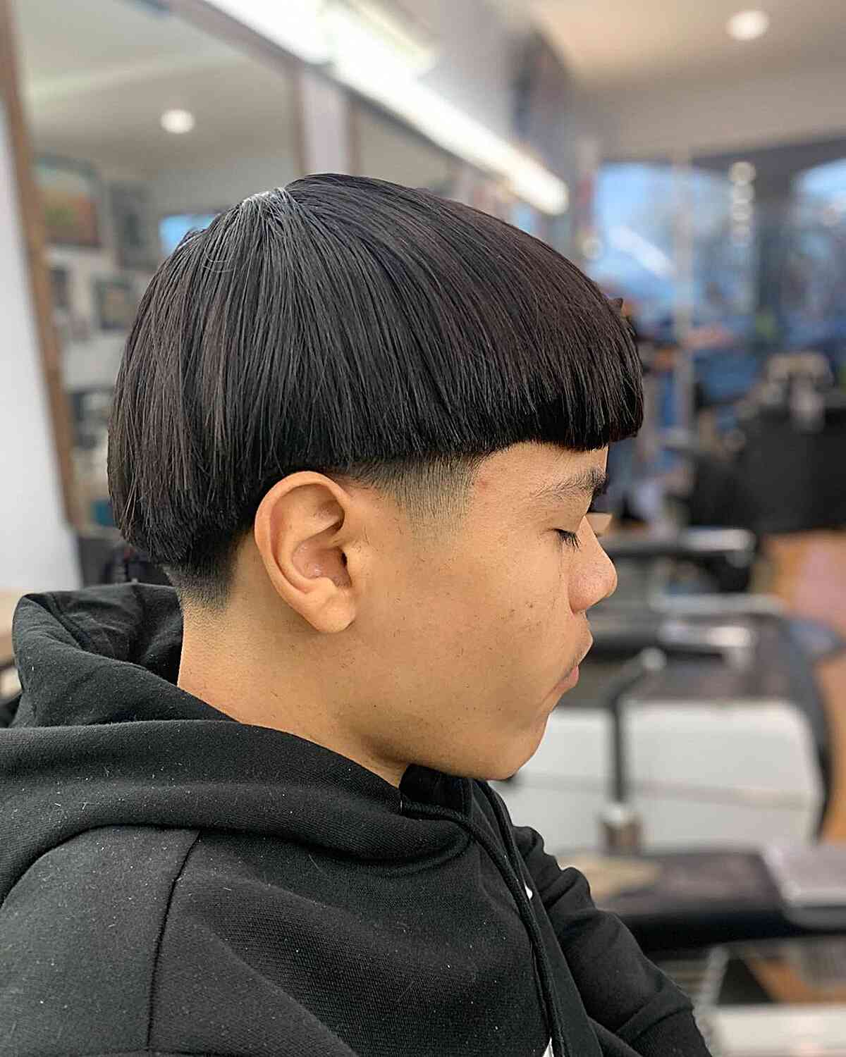 Straight Edgar Cut with Long Top for Gents with Thicker Hair