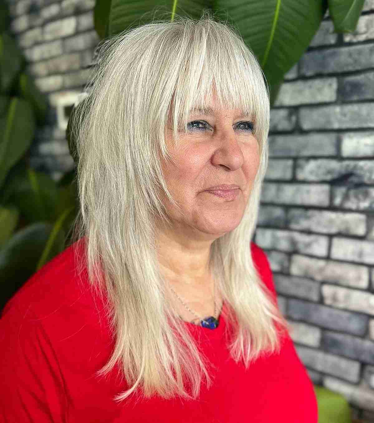 Straight Face-Framing Layers and Bangs for Older Women