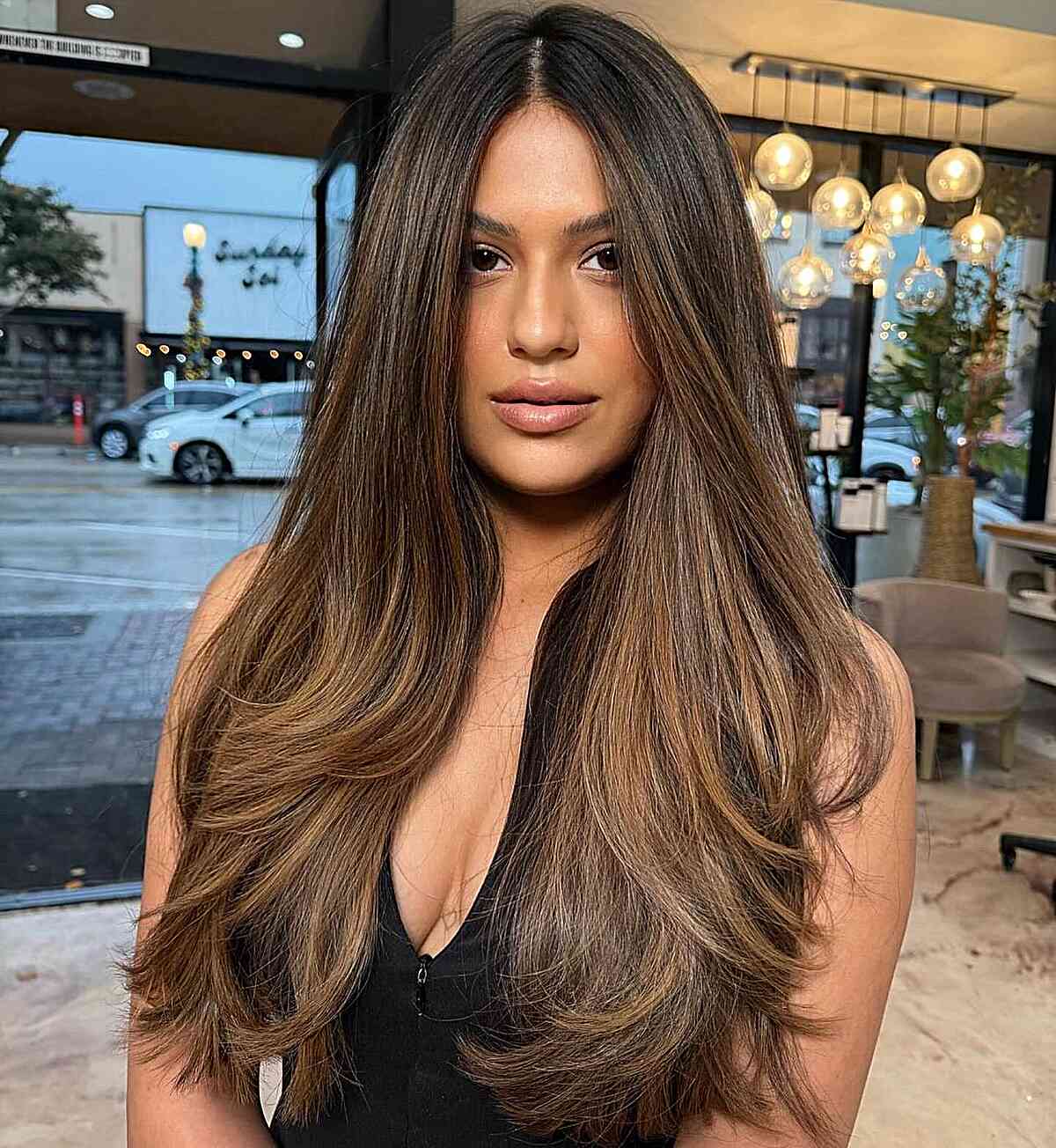 Straight Golden Brown Long Layers