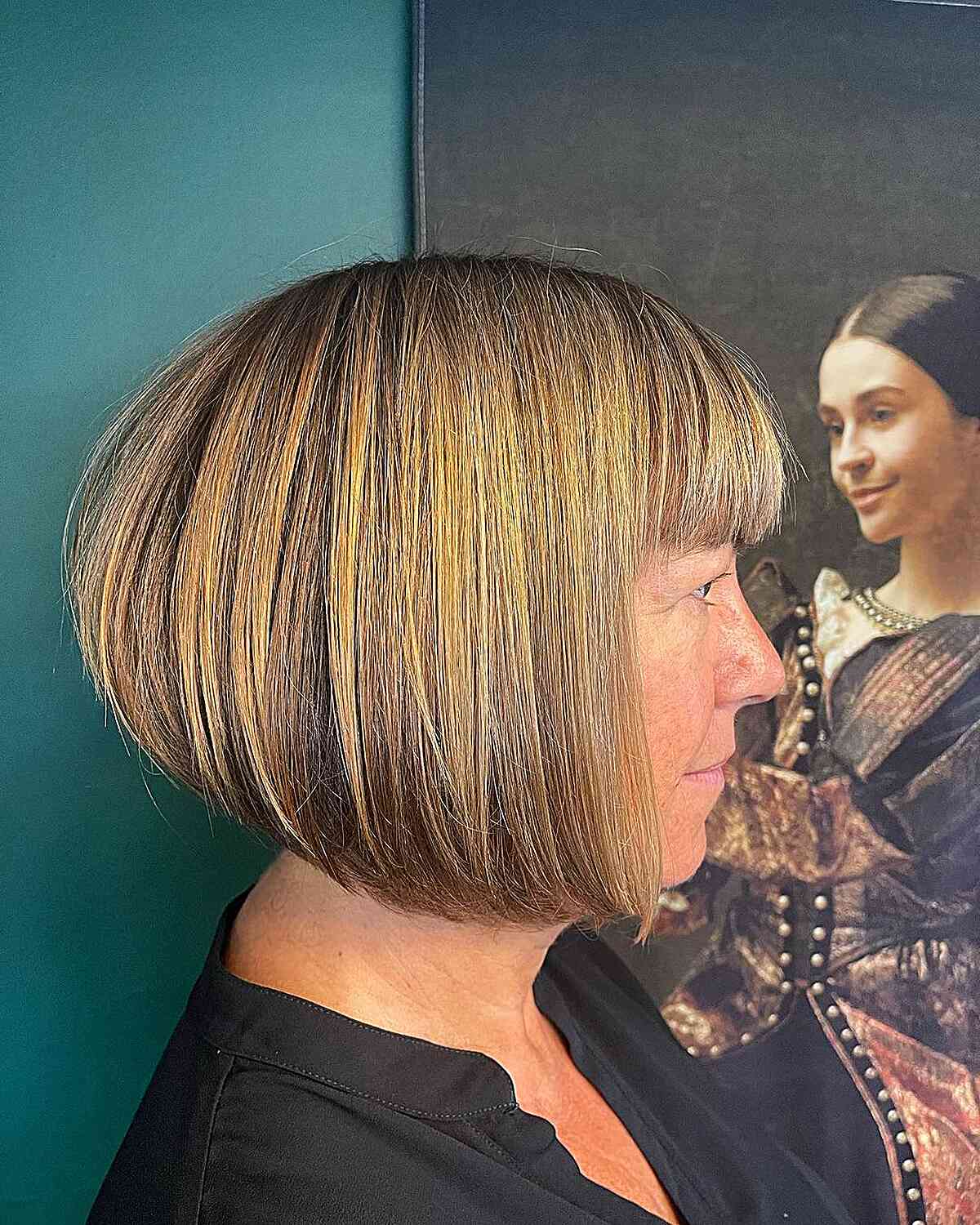Chin-Length Straight Graduated Bob and Bangs for Thick Hair