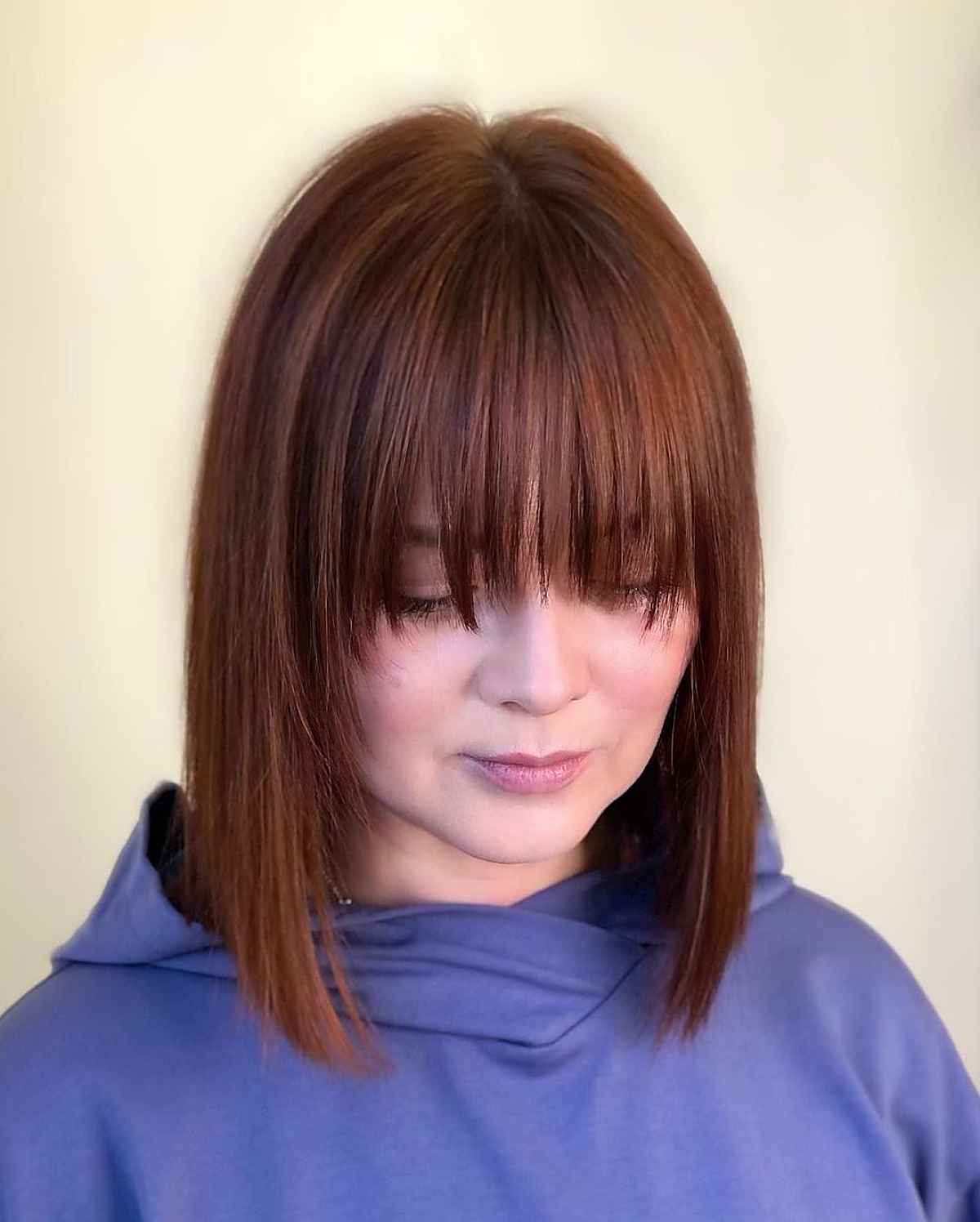 Straight Lob with Fringe for Women Over 30