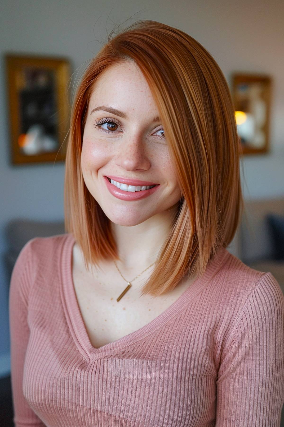 Straight long bob haircut