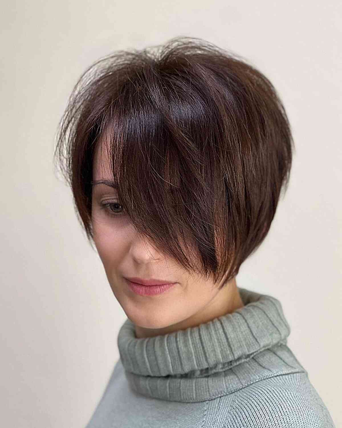 Straight Long Pixie Bob with a Long Fringe