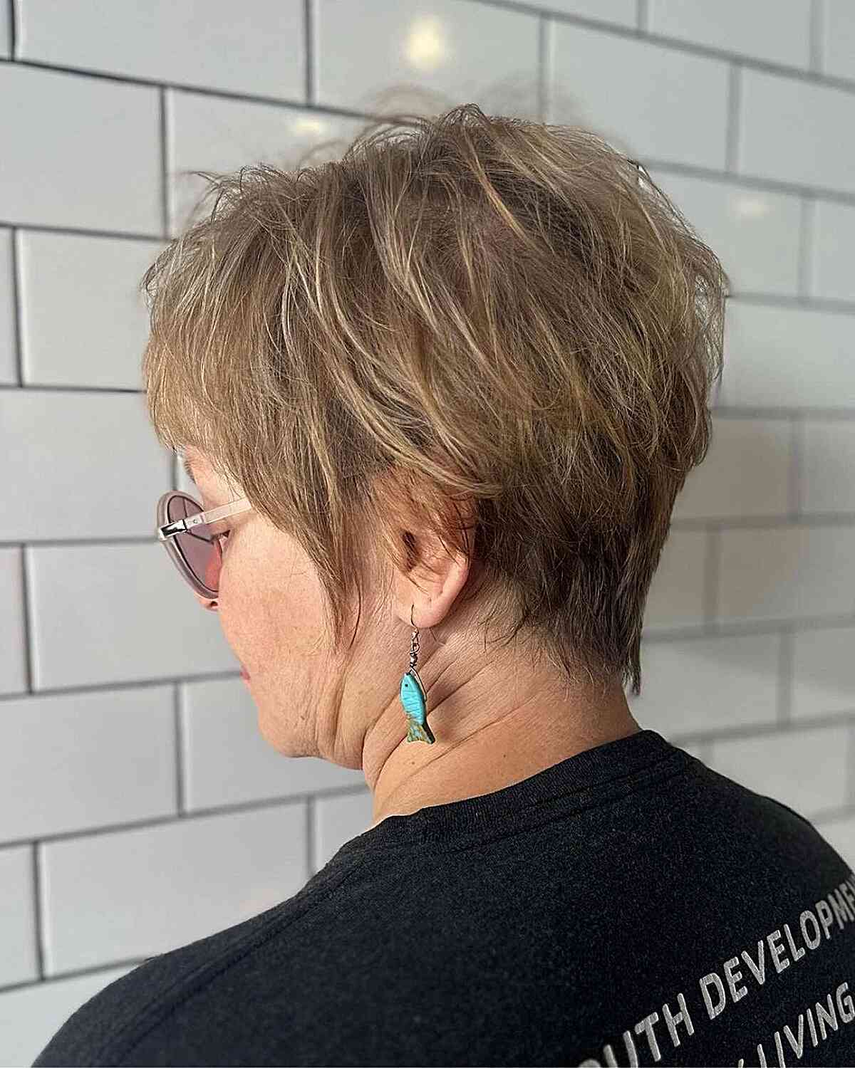 Straight Messy Pixie with Choppy Thin Layers for Older Women Over 60
