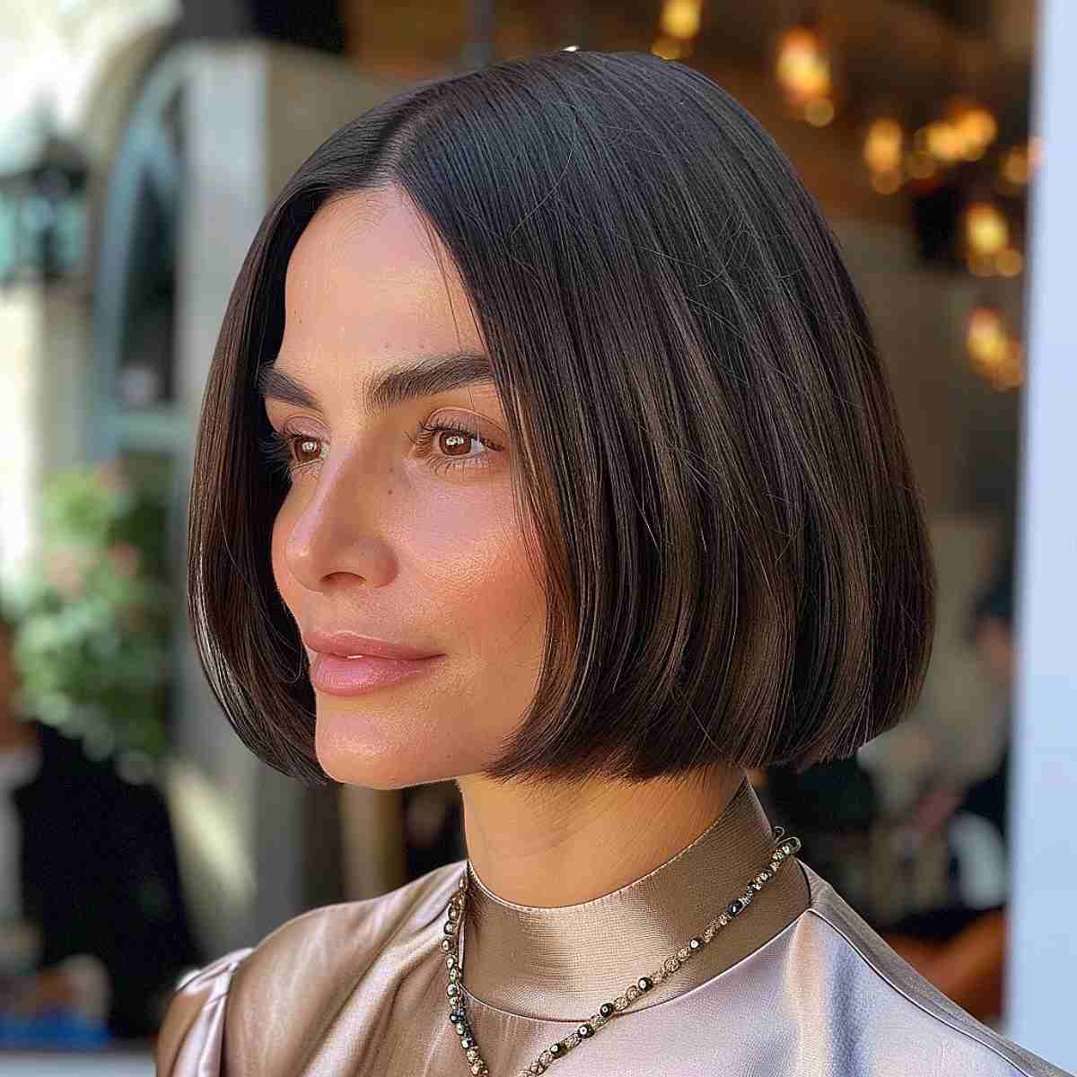 A marvelous middle part blunt bob for thin hair