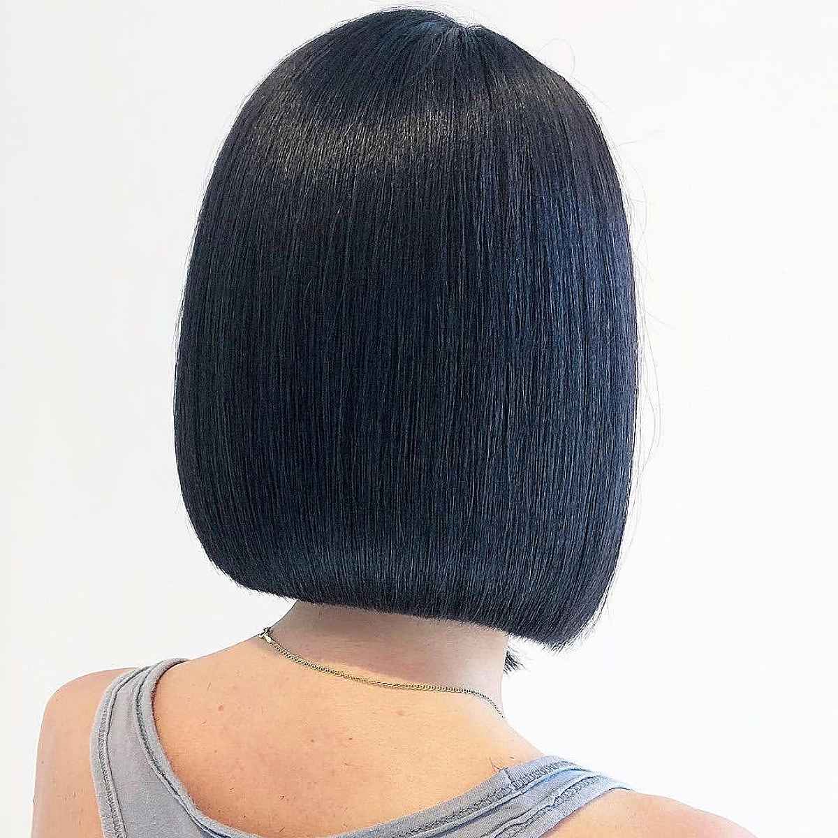 Straight One-Length Lob for Thick Hair