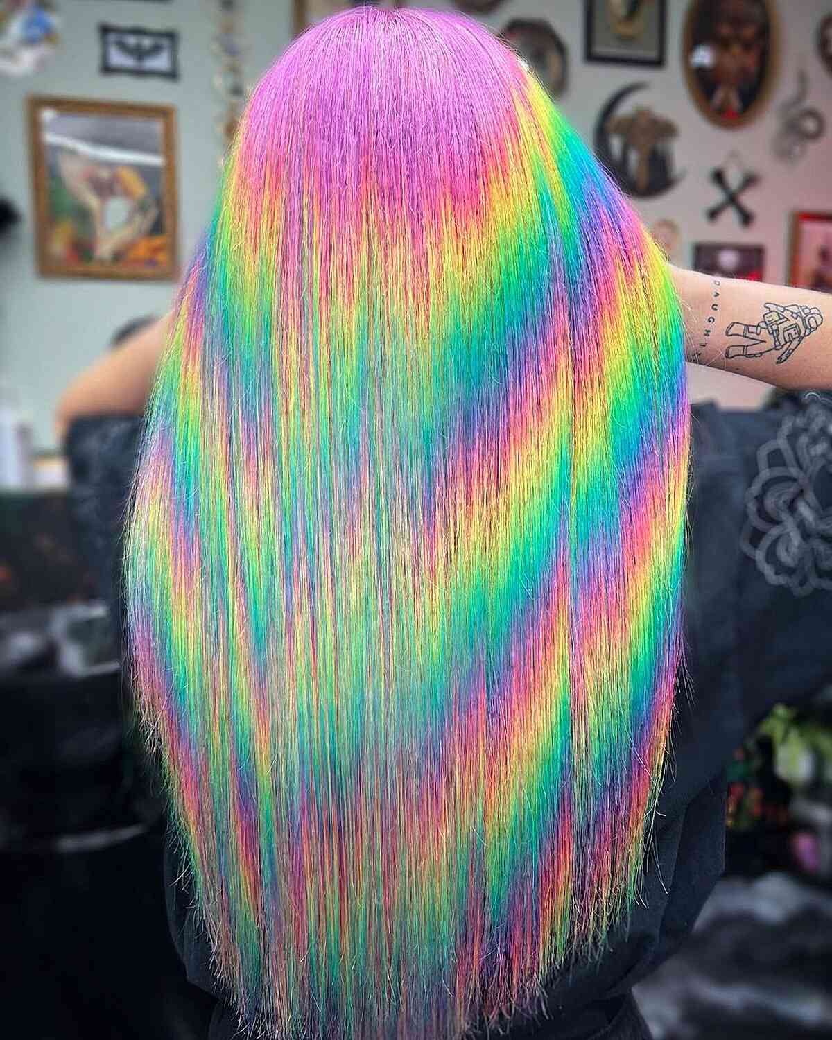 Straight Prism Rainbow Hair