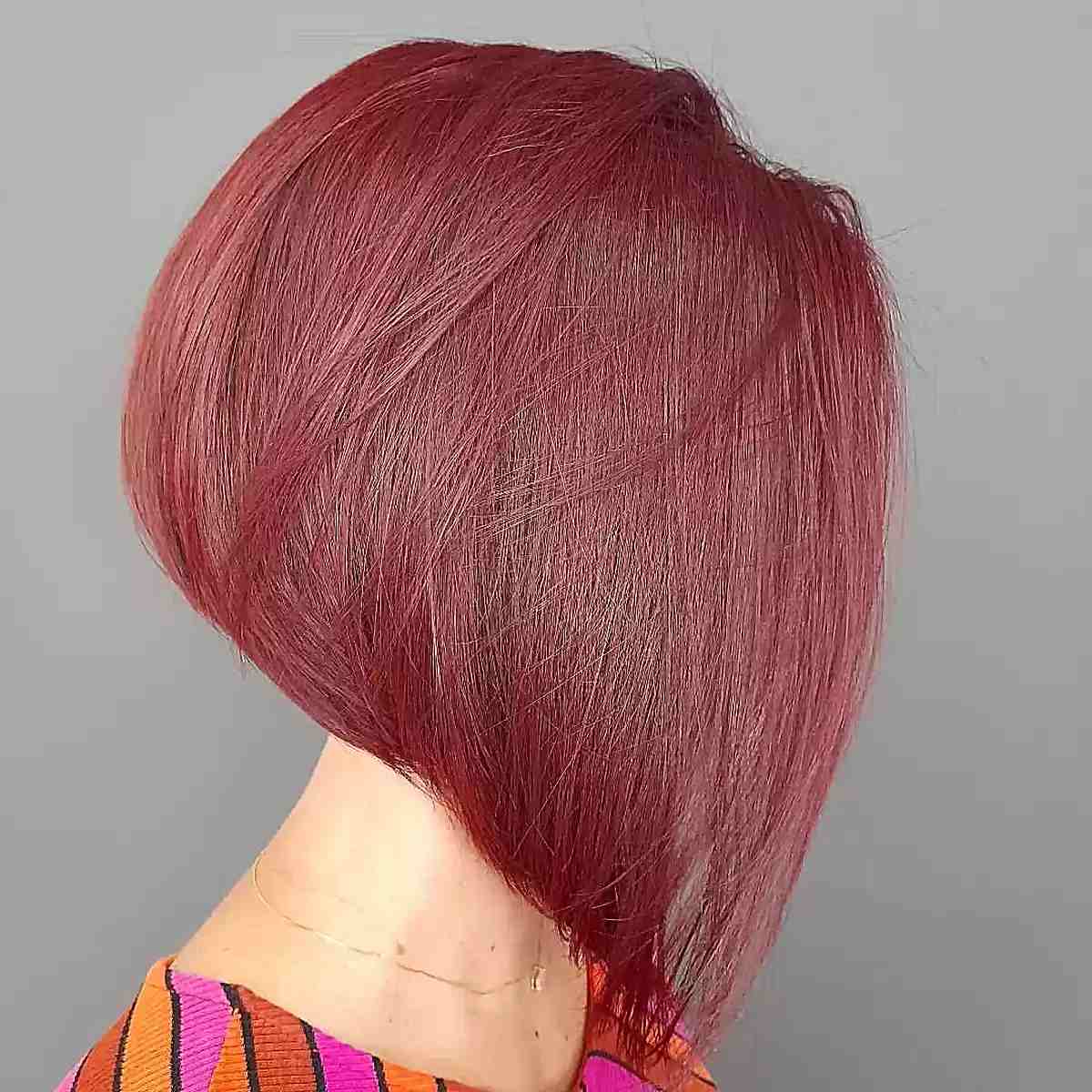 Straight Red Stacked Inverted Bob