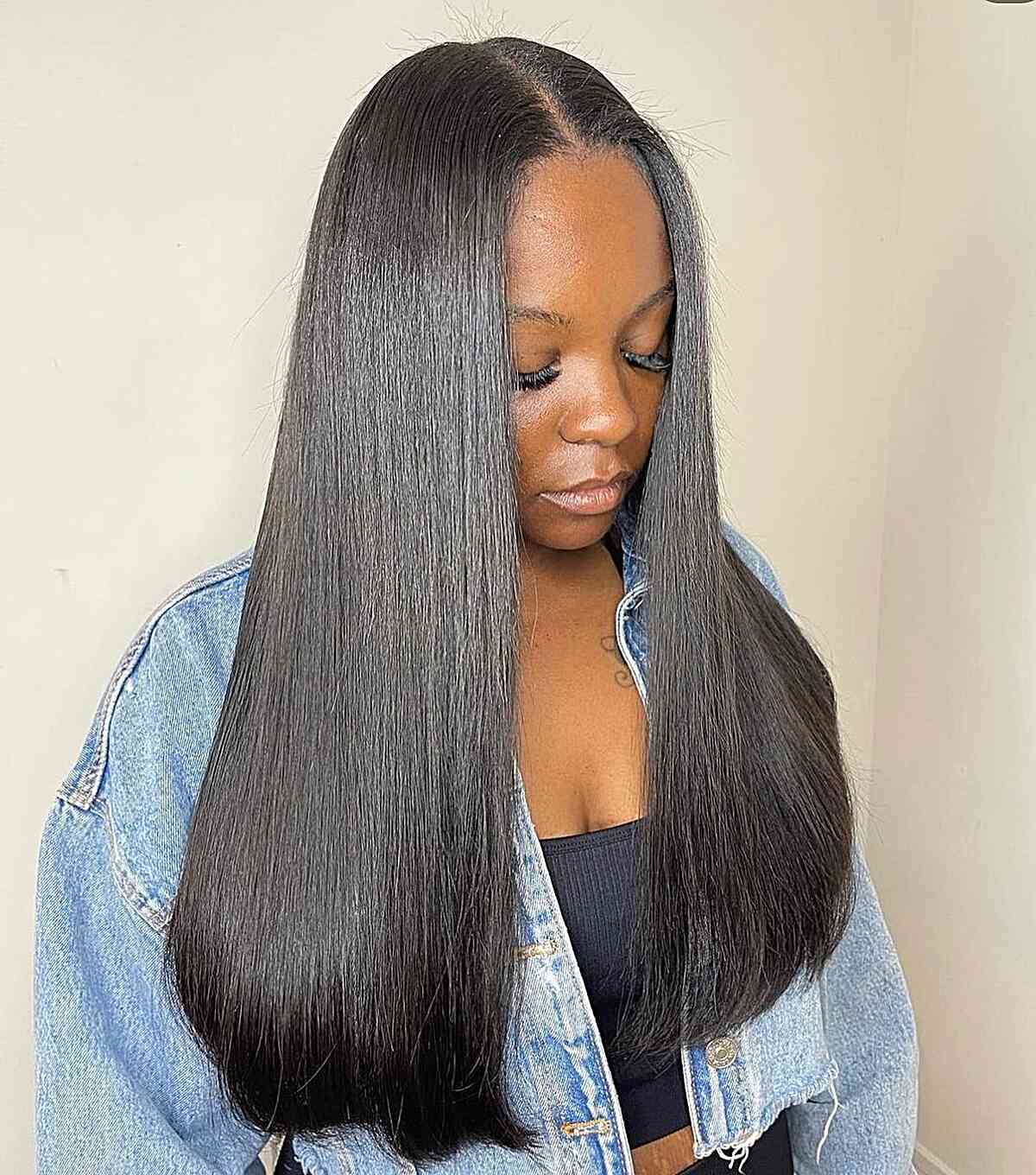 Straight sew in weave hairstyle