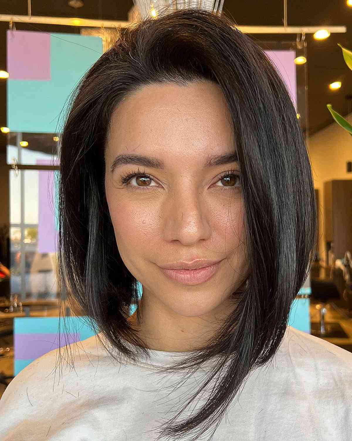 Straight Uneven Bob with No Bangs